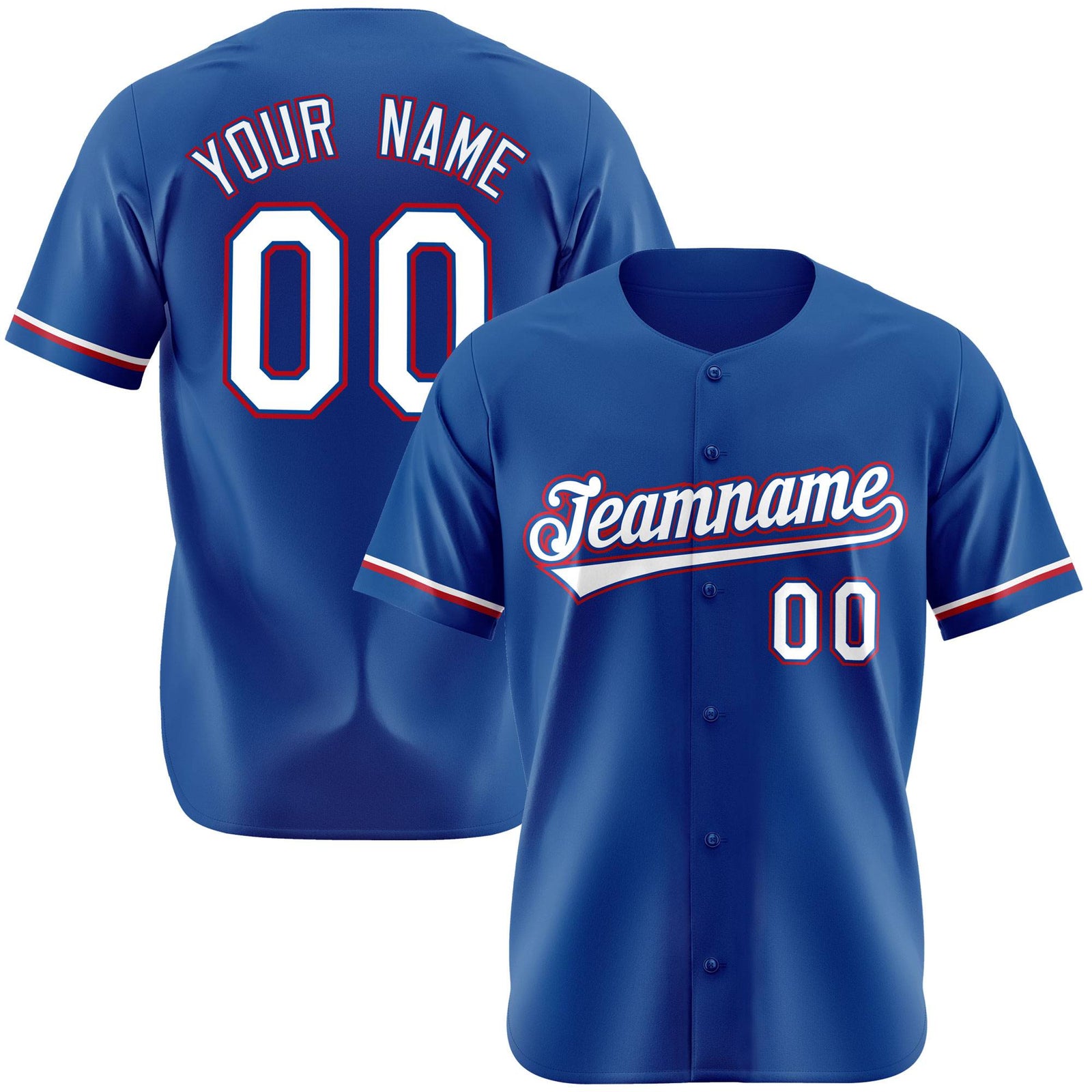 Custom Royal Blue White Red Authentic Baseball Jersey