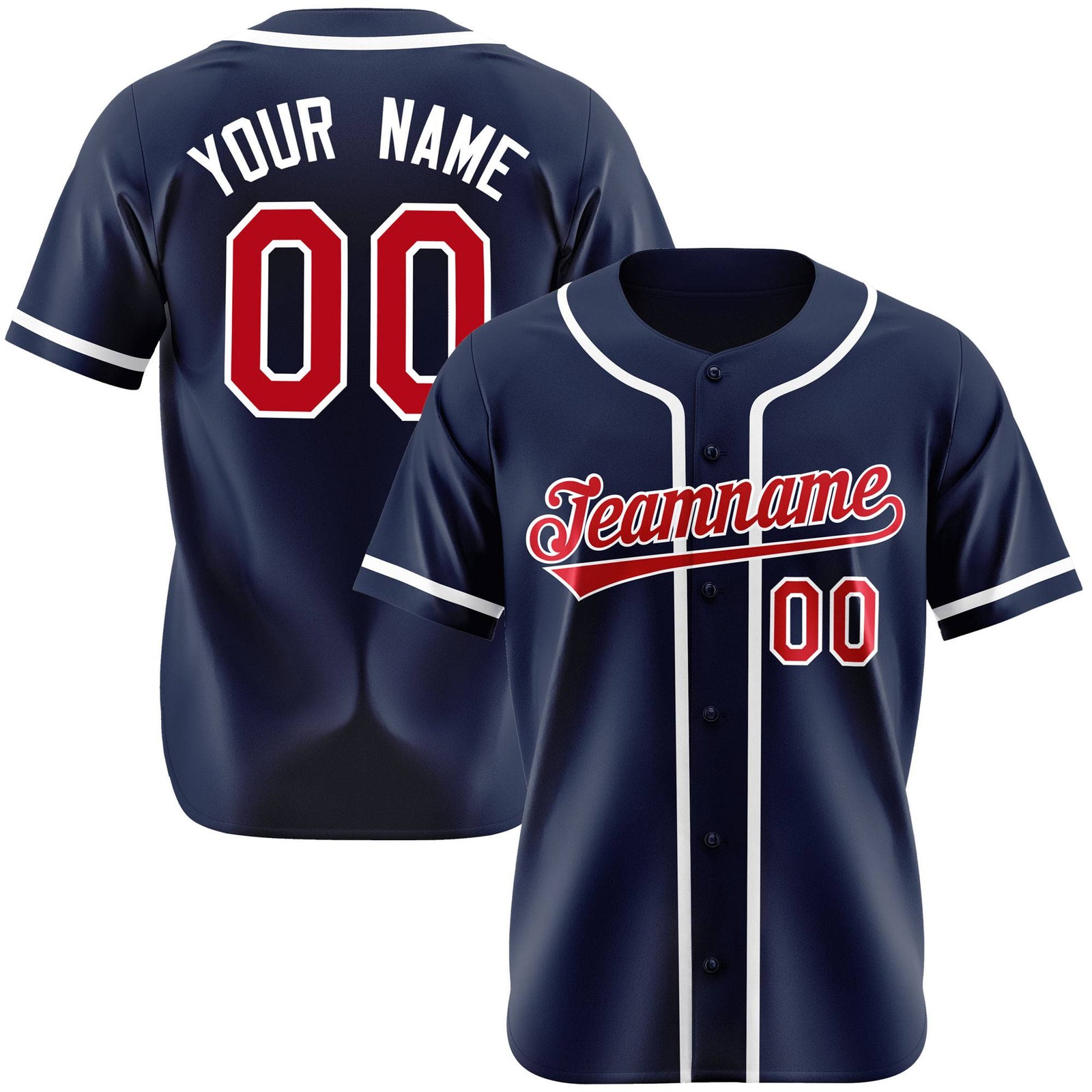 Custom Navy Red White Authentic Baseball Jersey