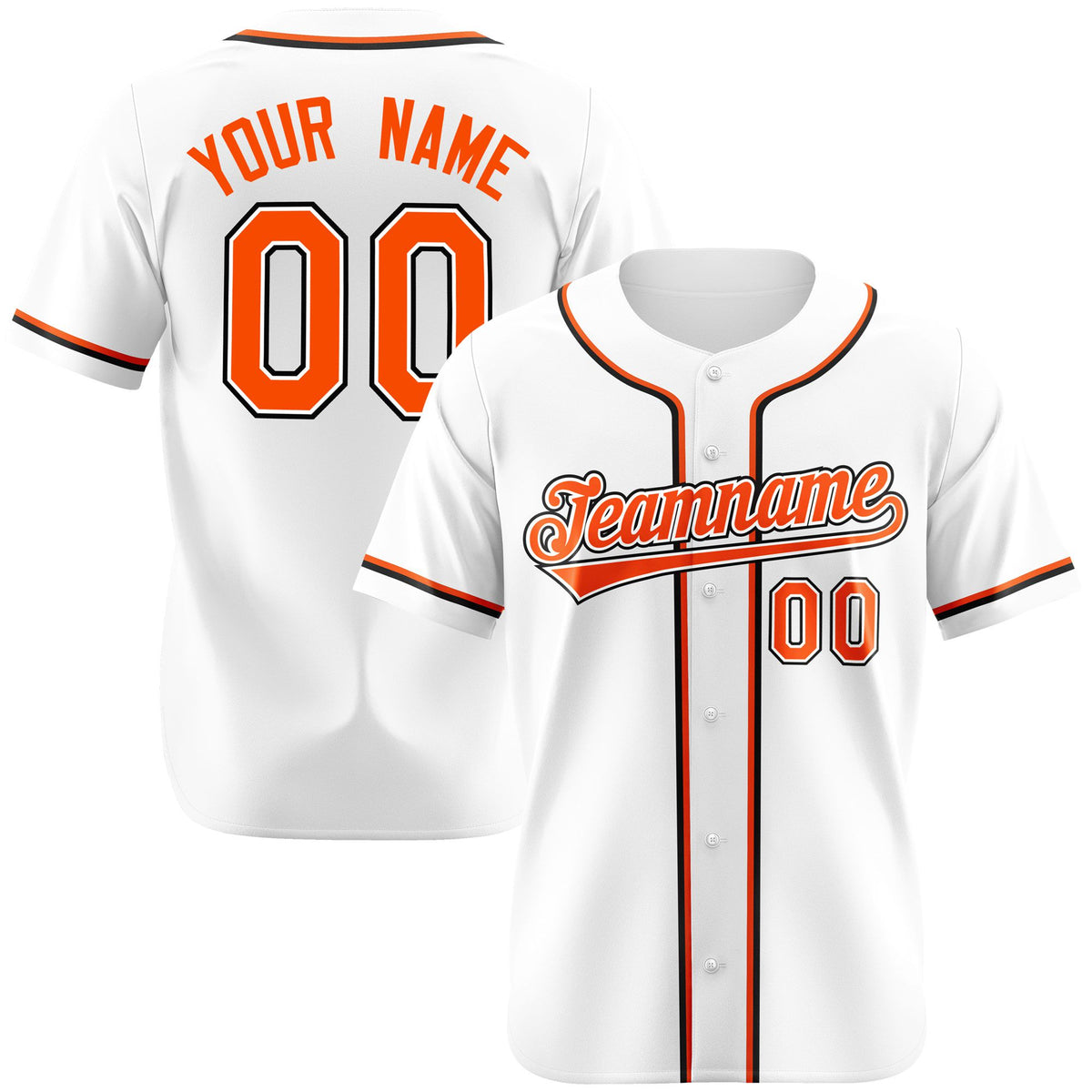 Custom White Orange Black Authentic Baseball Jersey