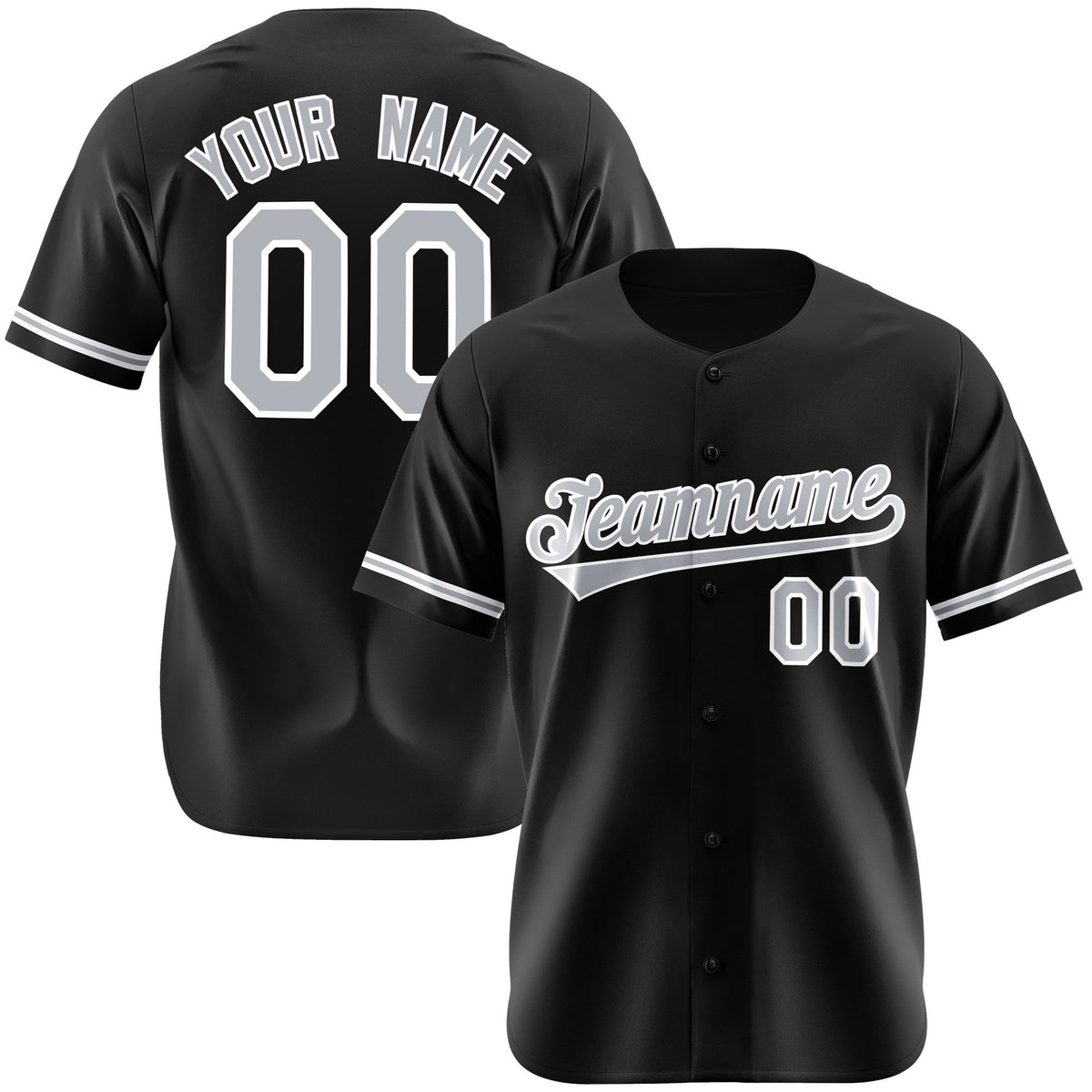 Custom Black Gray White Authentic Baseball Jersey