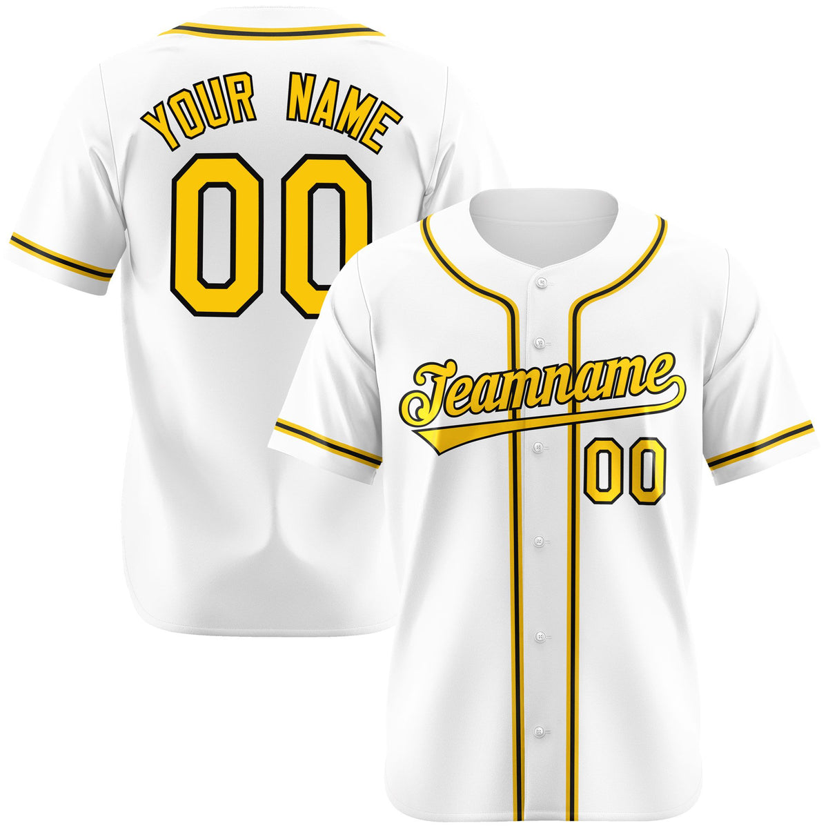 Custom White Yellow Black Authentic Baseball Jersey
