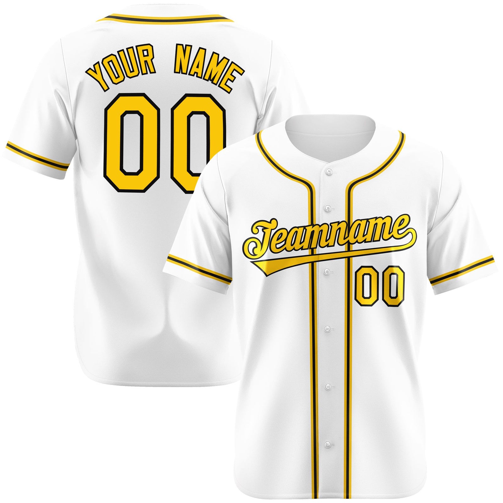 Custom White Yellow Black Authentic Baseball Jersey