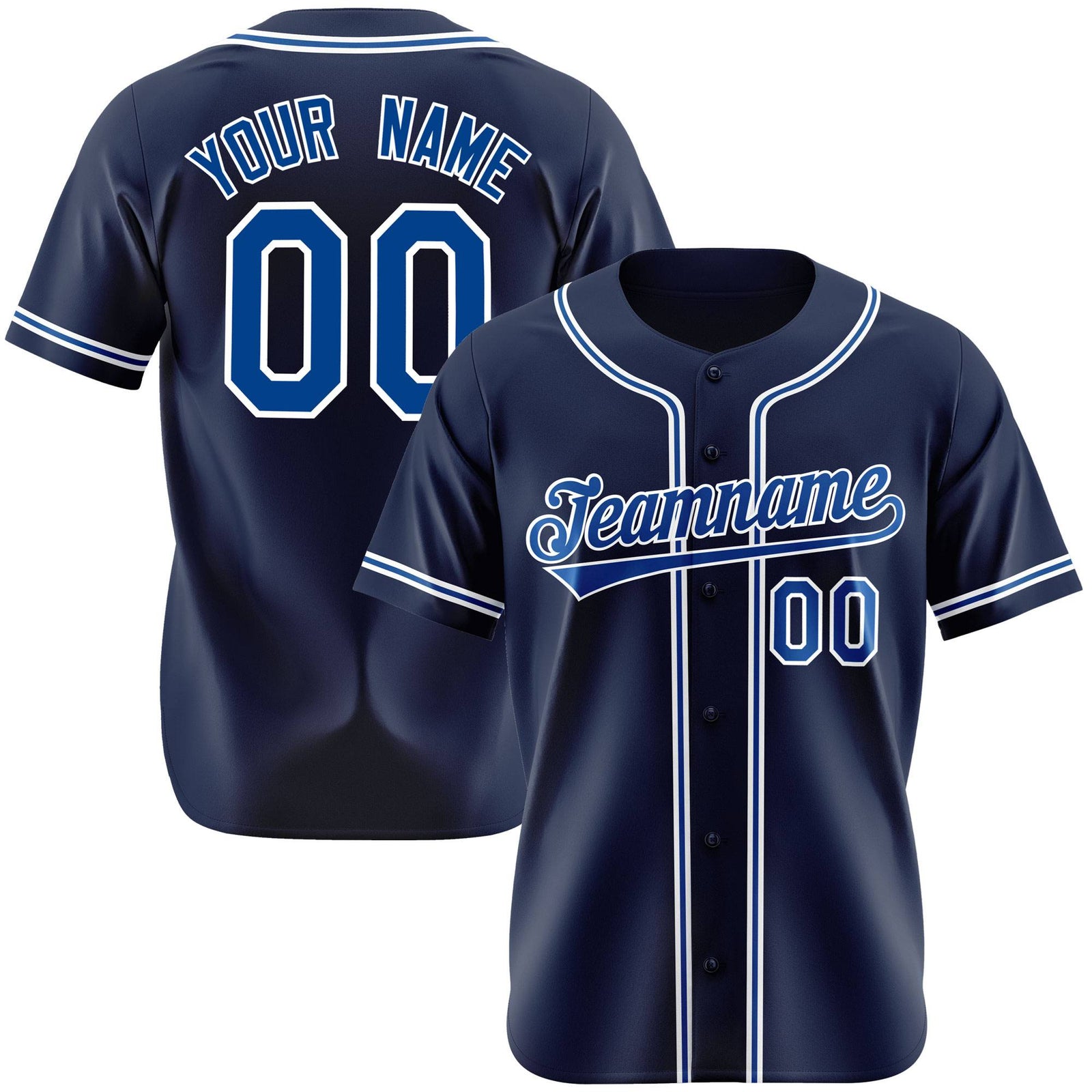 Custom Navy Blue White Authentic Baseball Jersey