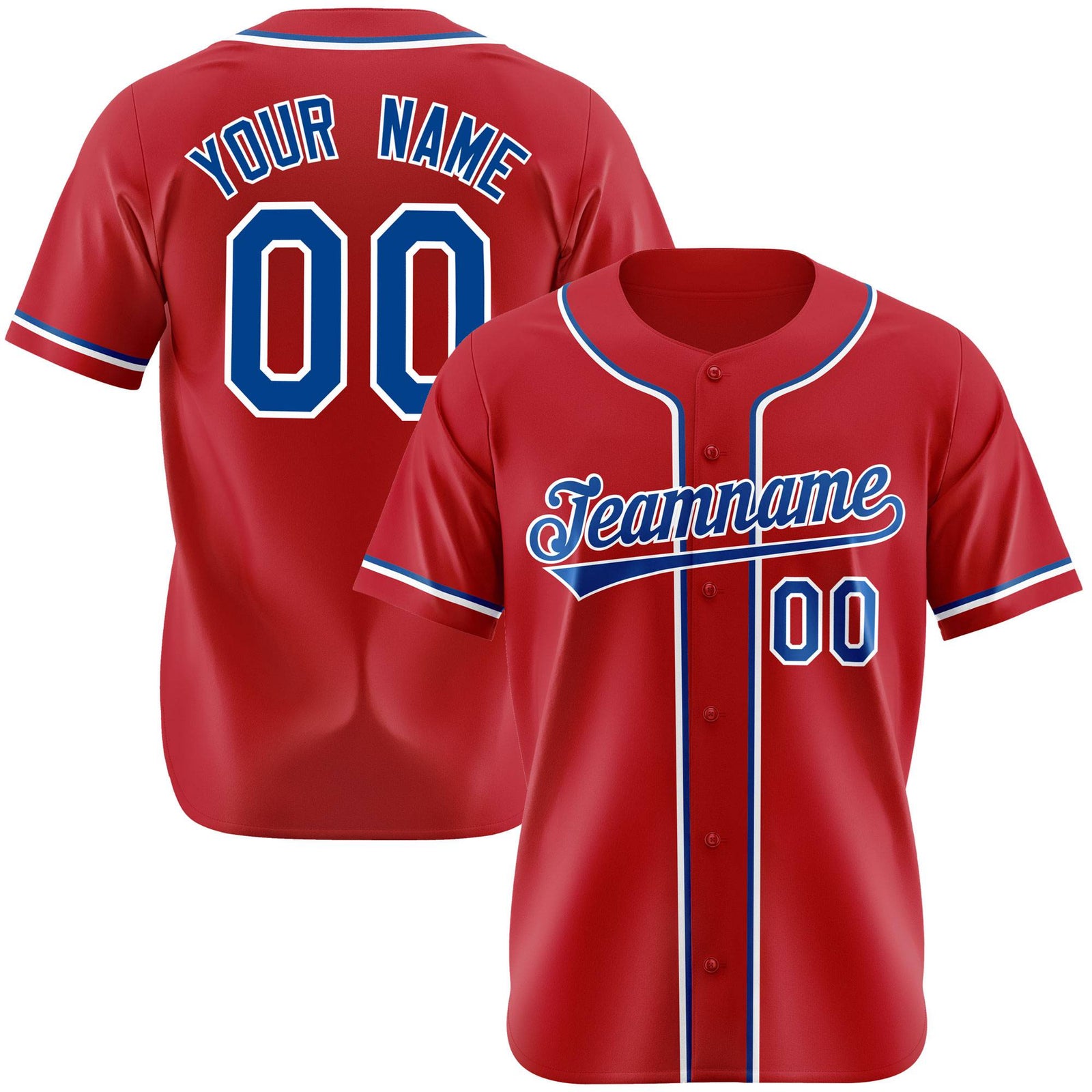 Custom Red Blue White Authentic Baseball Jersey
