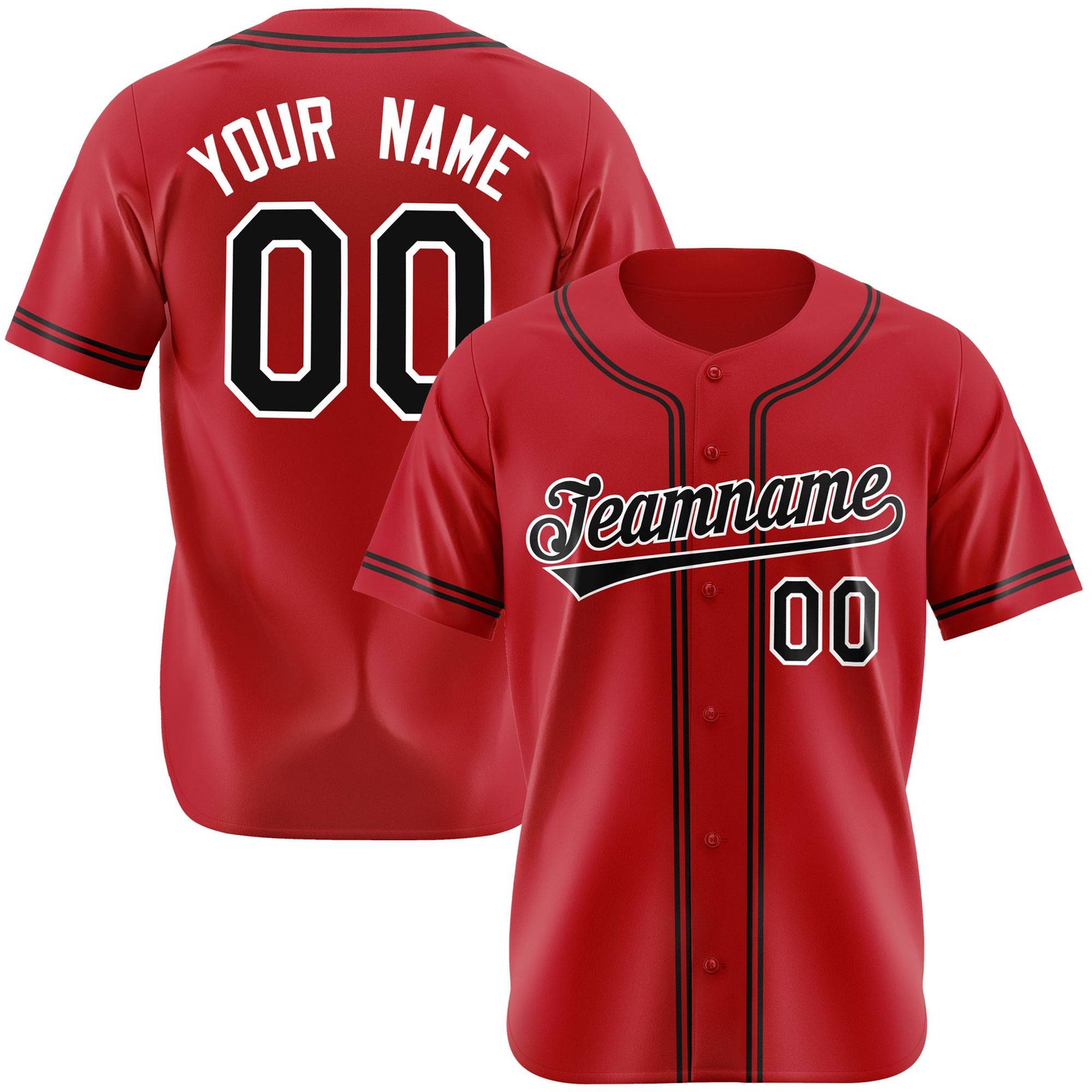 Custom Red Black White Authentic Baseball Jersey