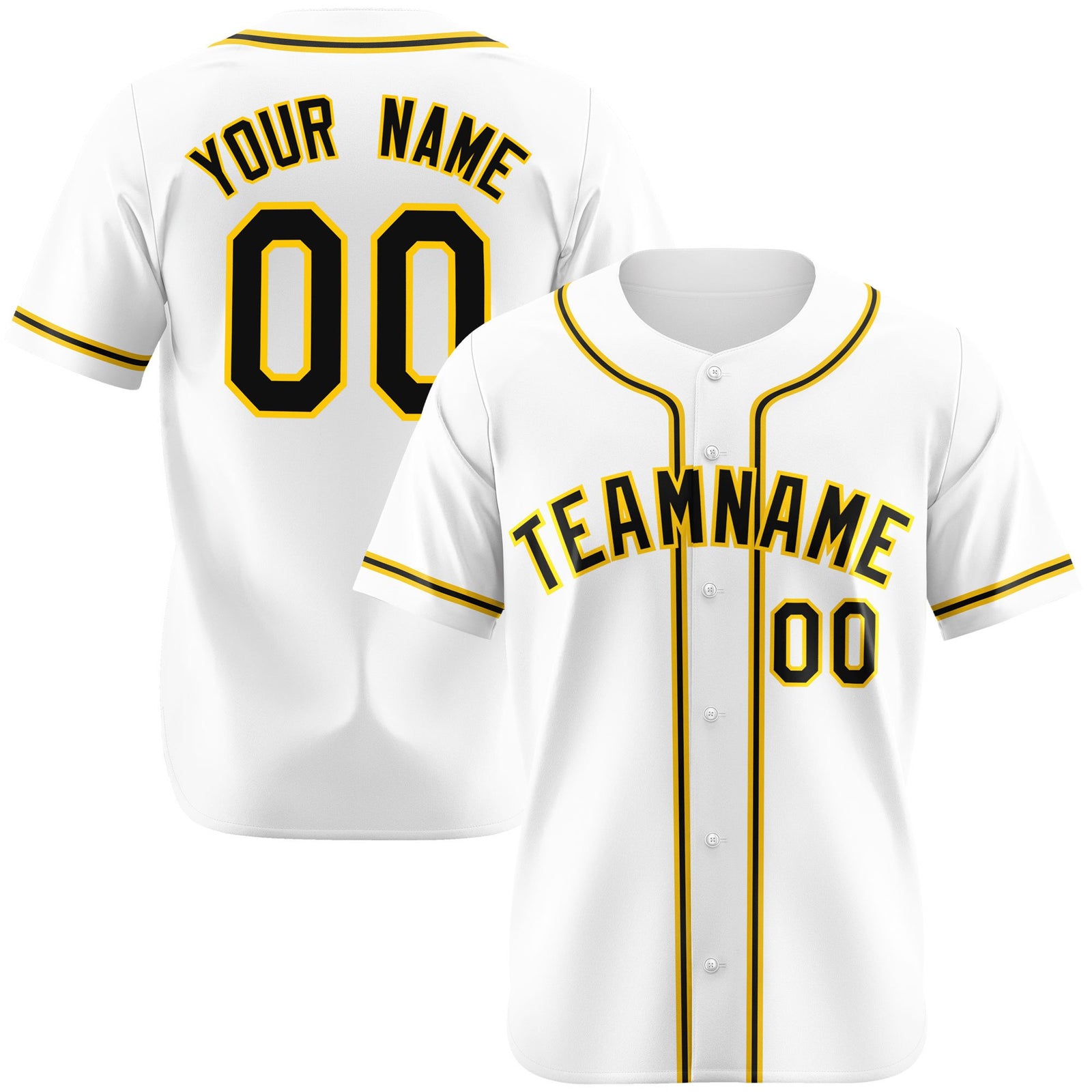 Custom White Black Yellow Authentic Baseball Jersey