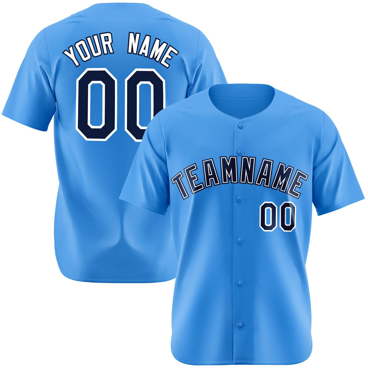 Custom Powder Blue Black White Authentic Baseball Jersey