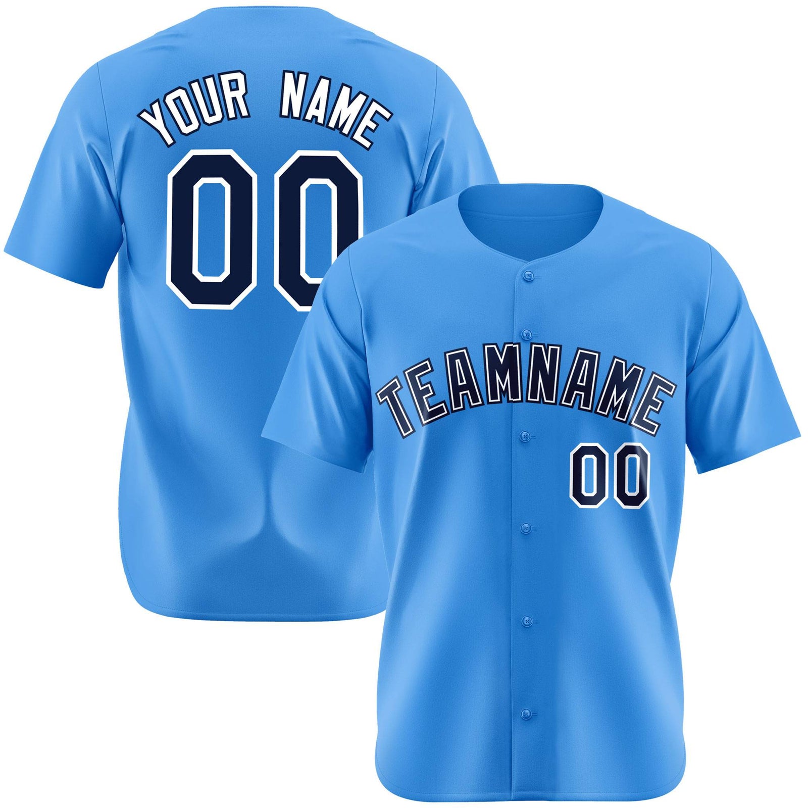 Custom Powder Blue Black White Authentic Baseball Jersey