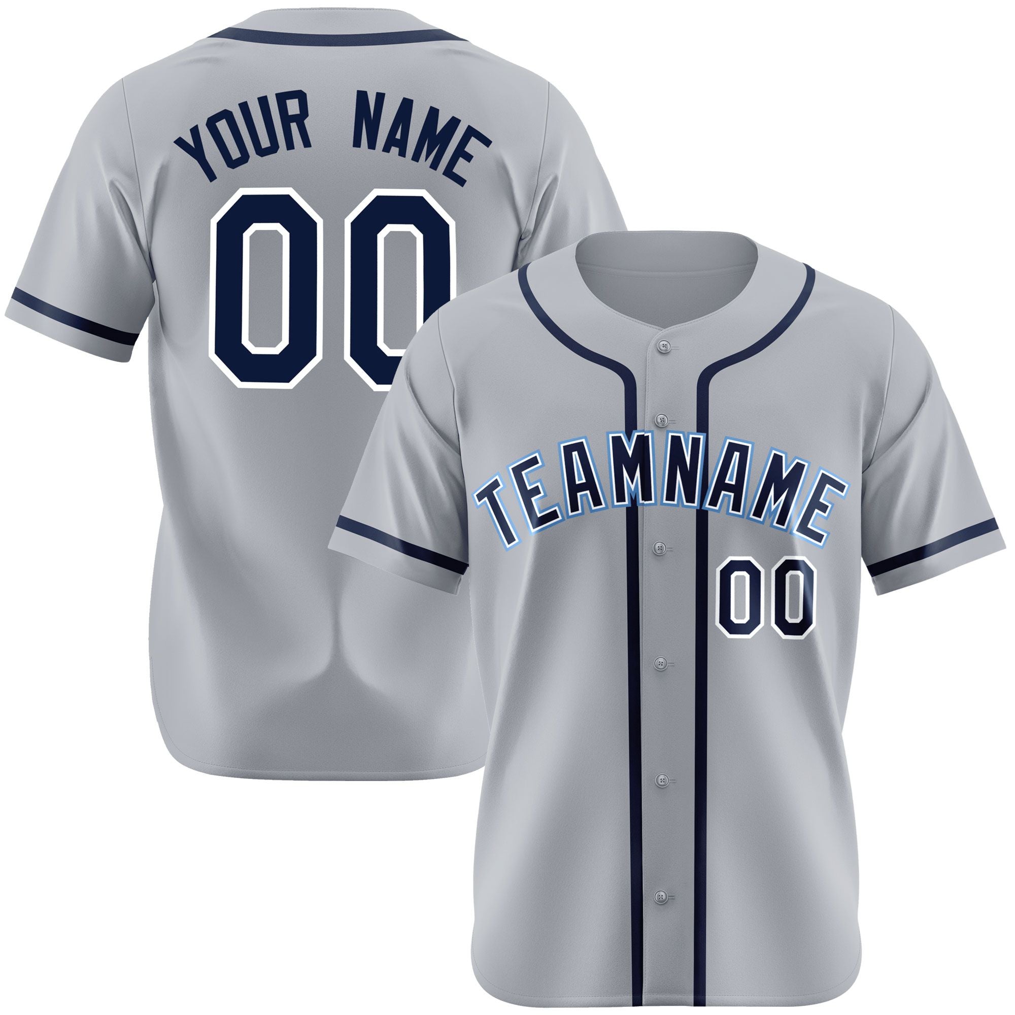 Custom Gray Navy Authentic Baseball Jersey