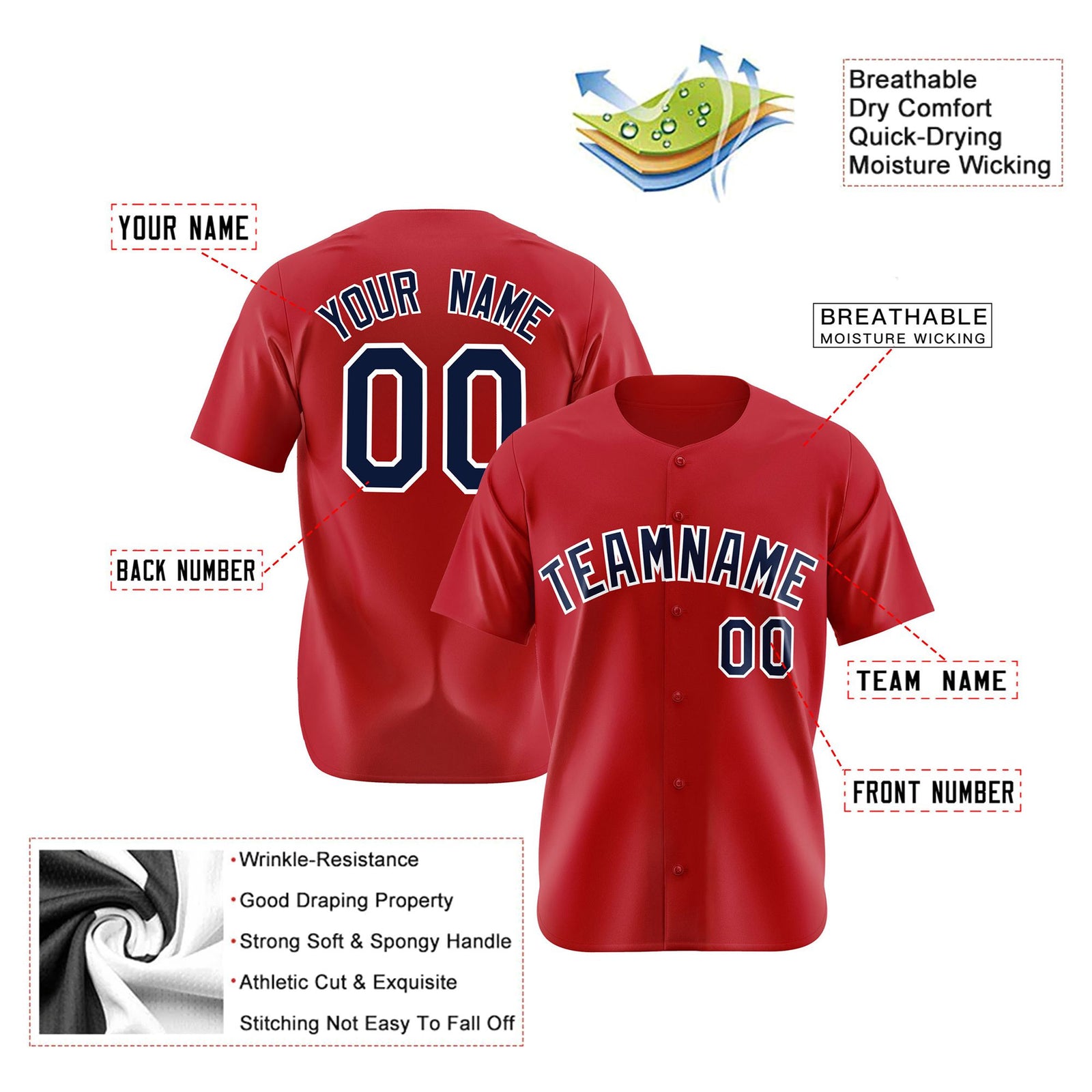 Custom Royal Red Navy White Authentic Baseball Jersey