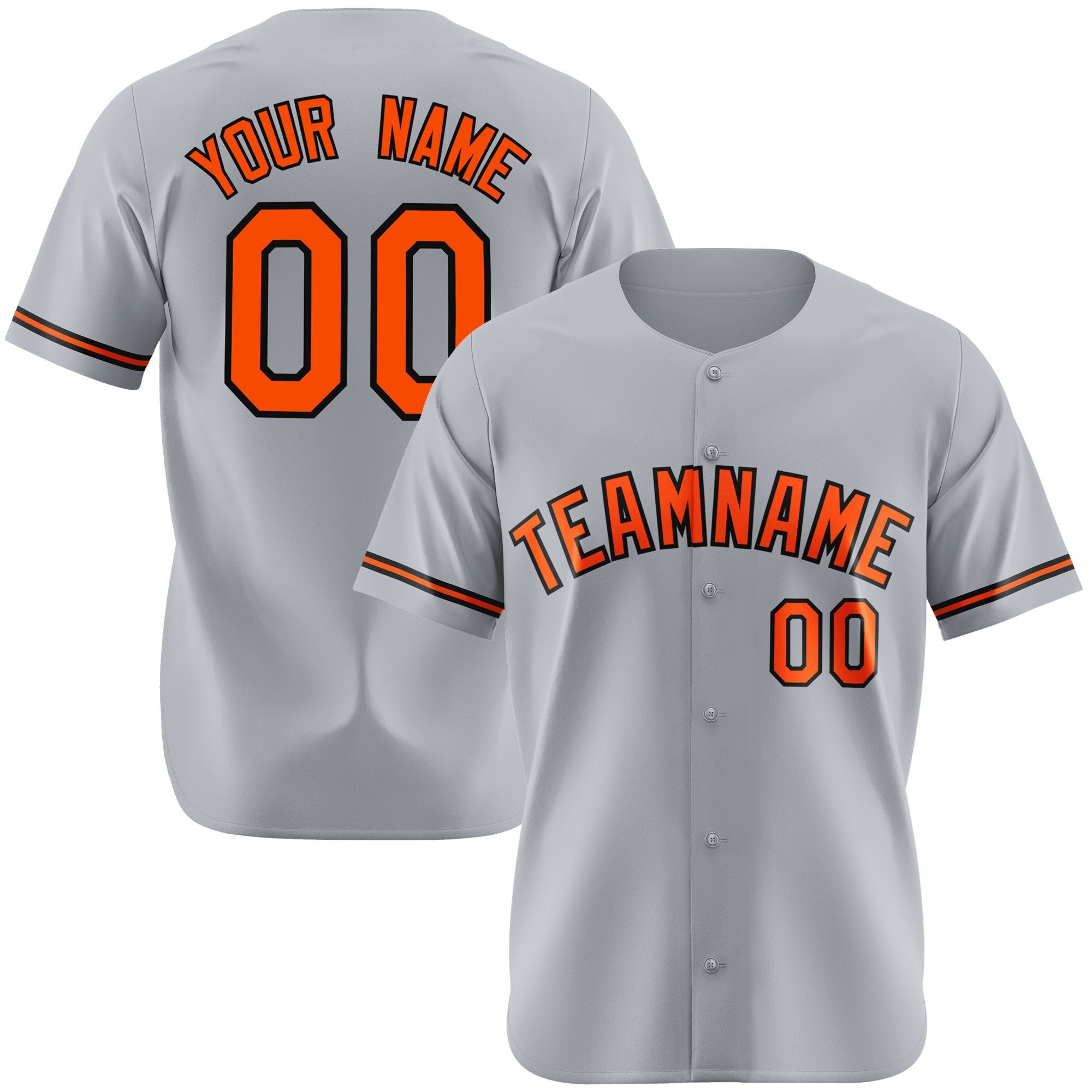 Custom Gray Orange Black Authentic Baseball Jersey