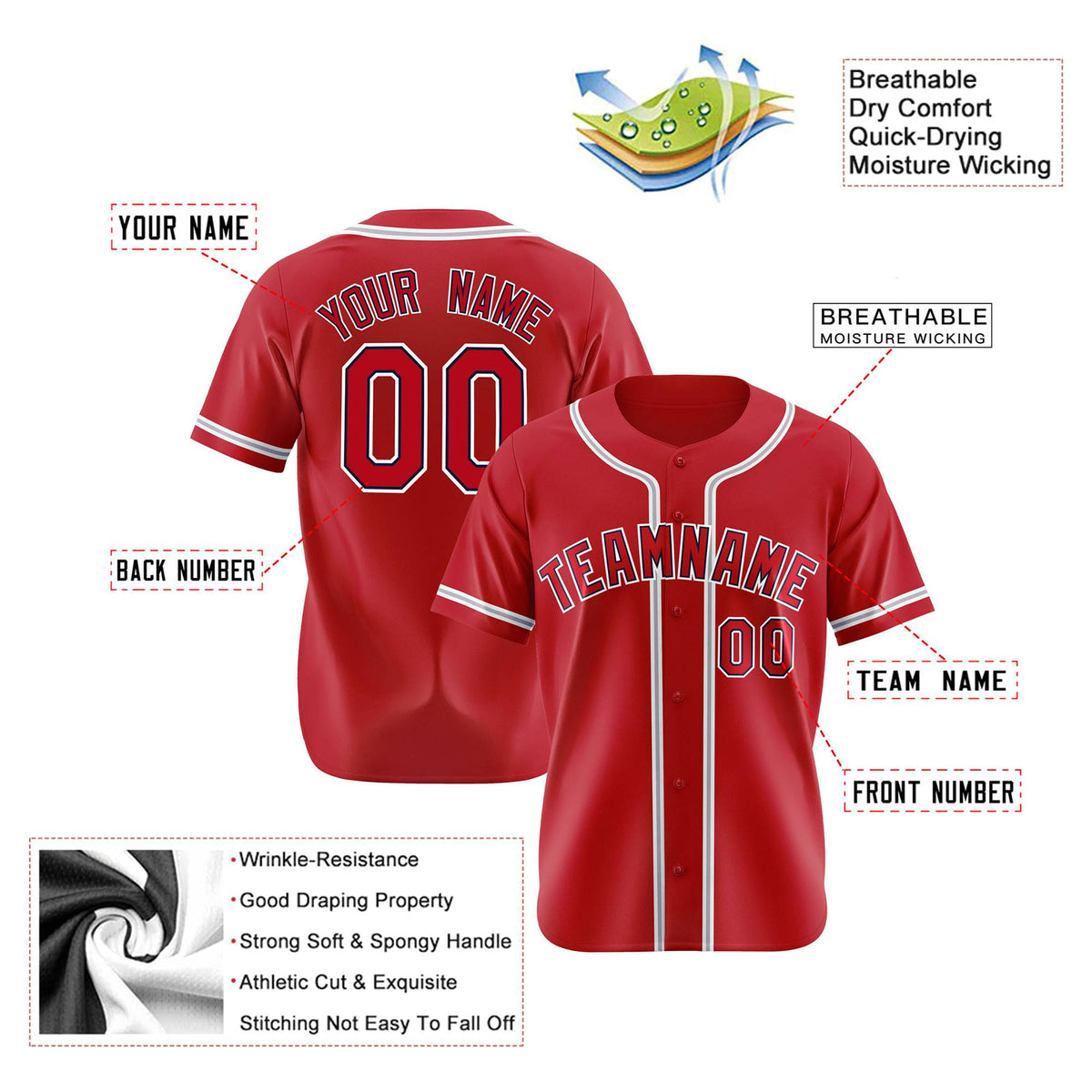 Custom Royal Red Gray Authentic Baseball Jersey