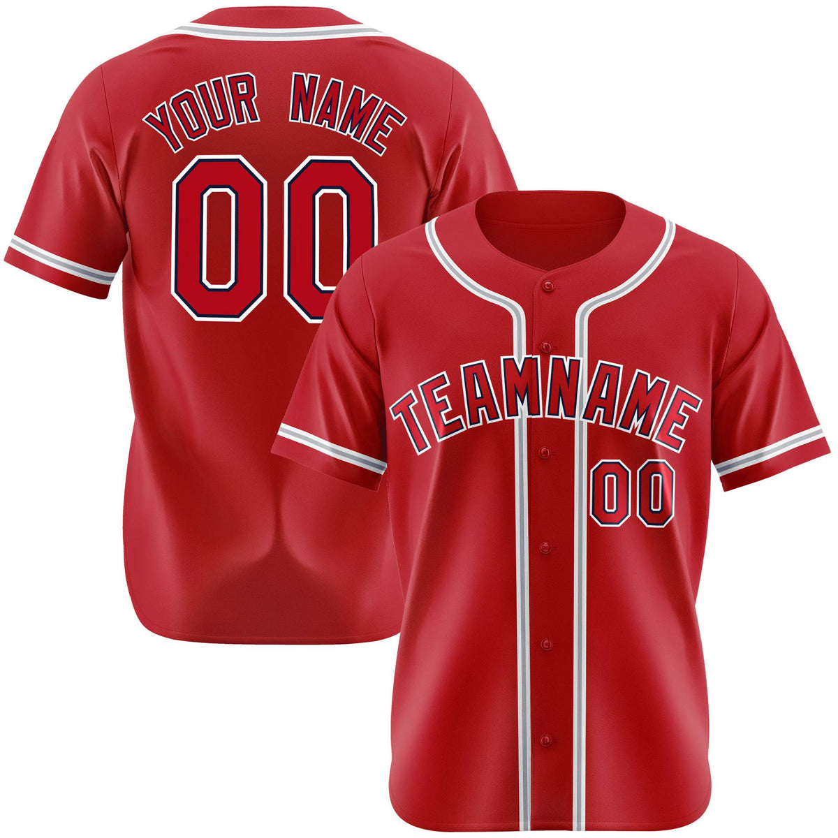 Custom Royal Red Gray Authentic Baseball Jersey