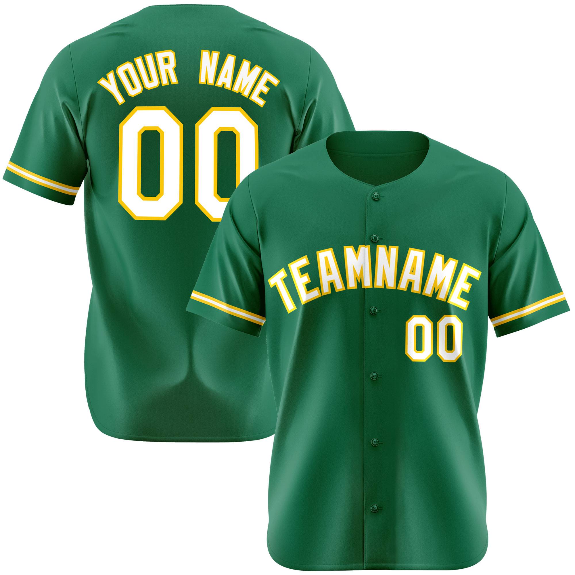 Custom Kelly Green White Gold Authentic Baseball Jersey