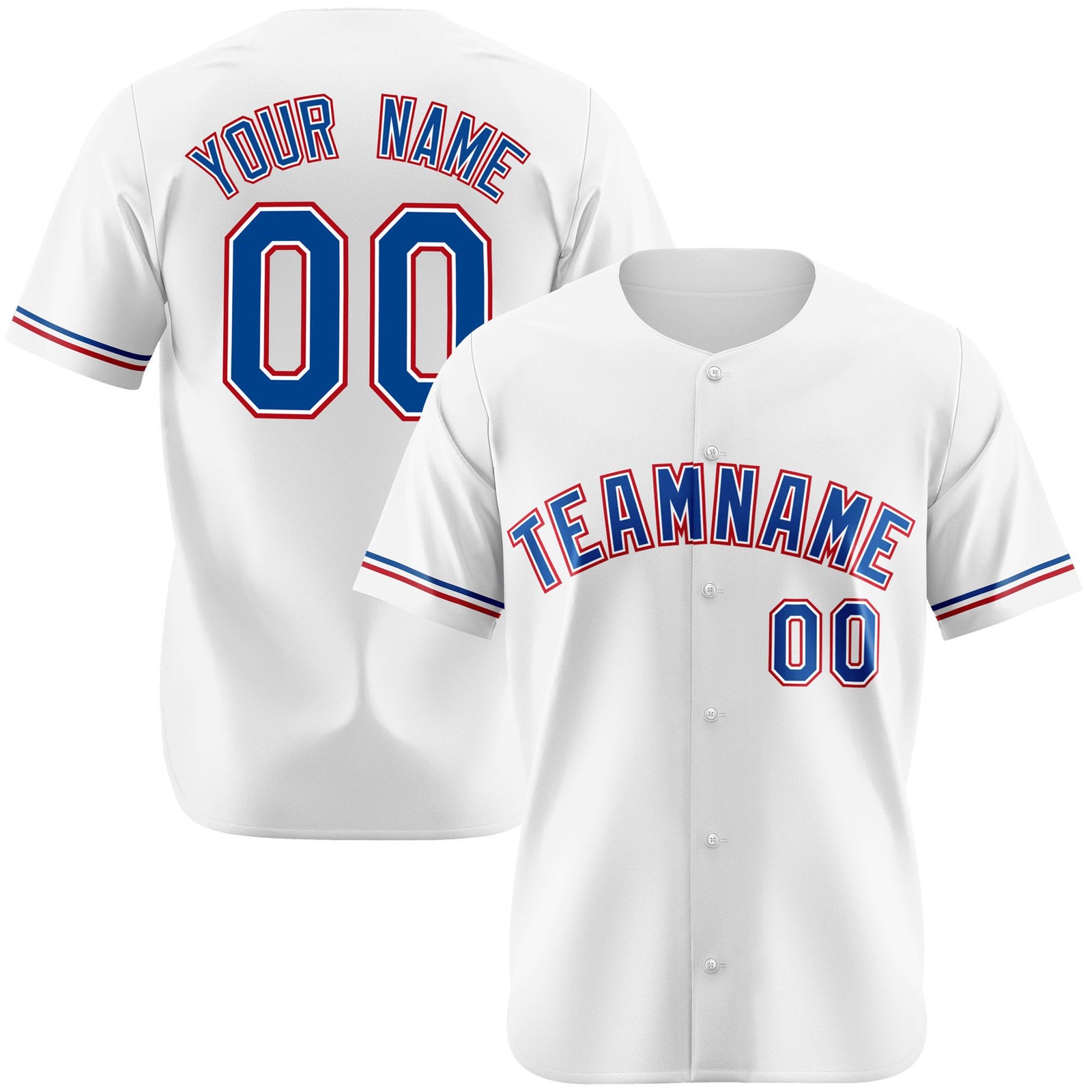 Custom White Blue Red Authentic Baseball Jersey