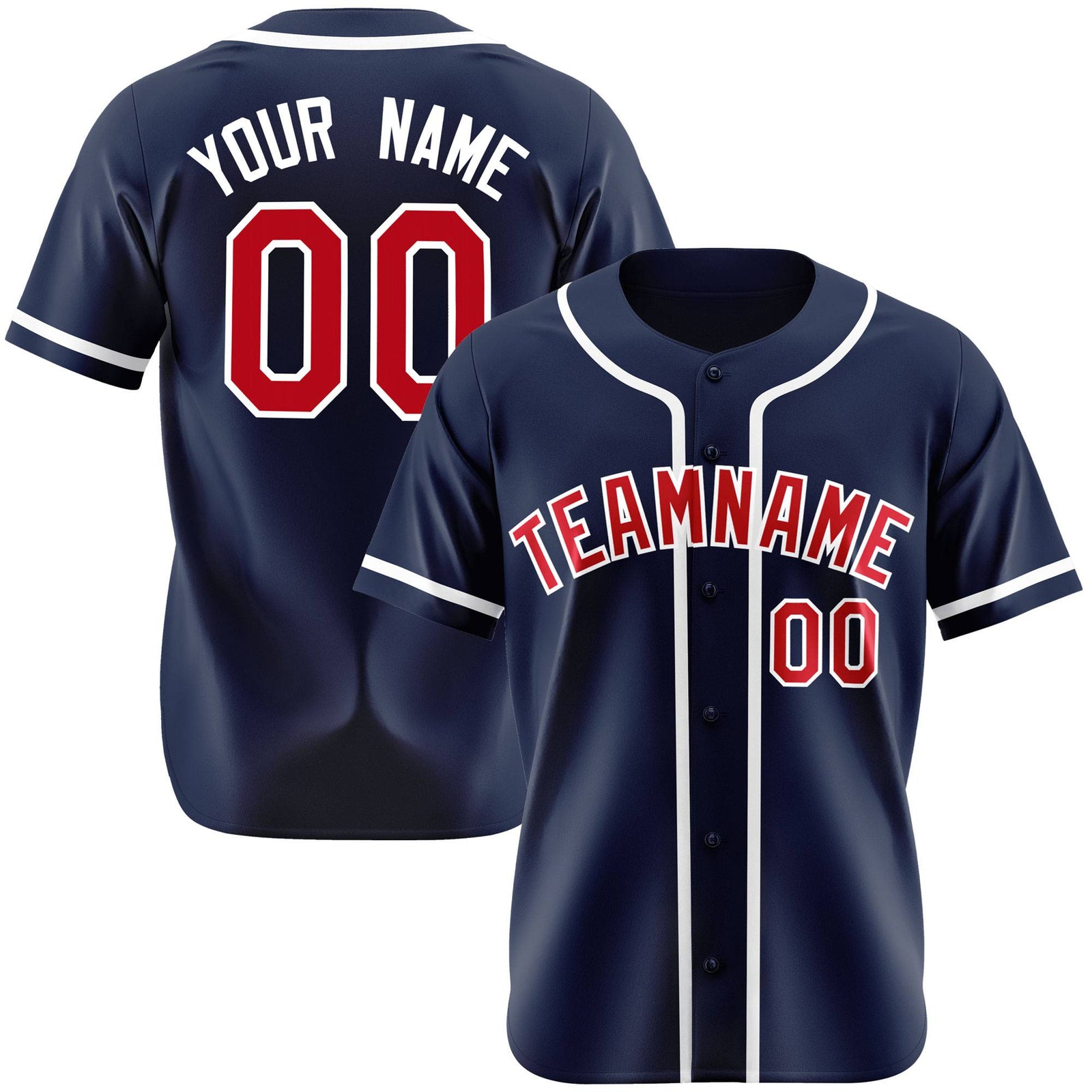 Custom Navy Red White Authentic Baseball Jersey