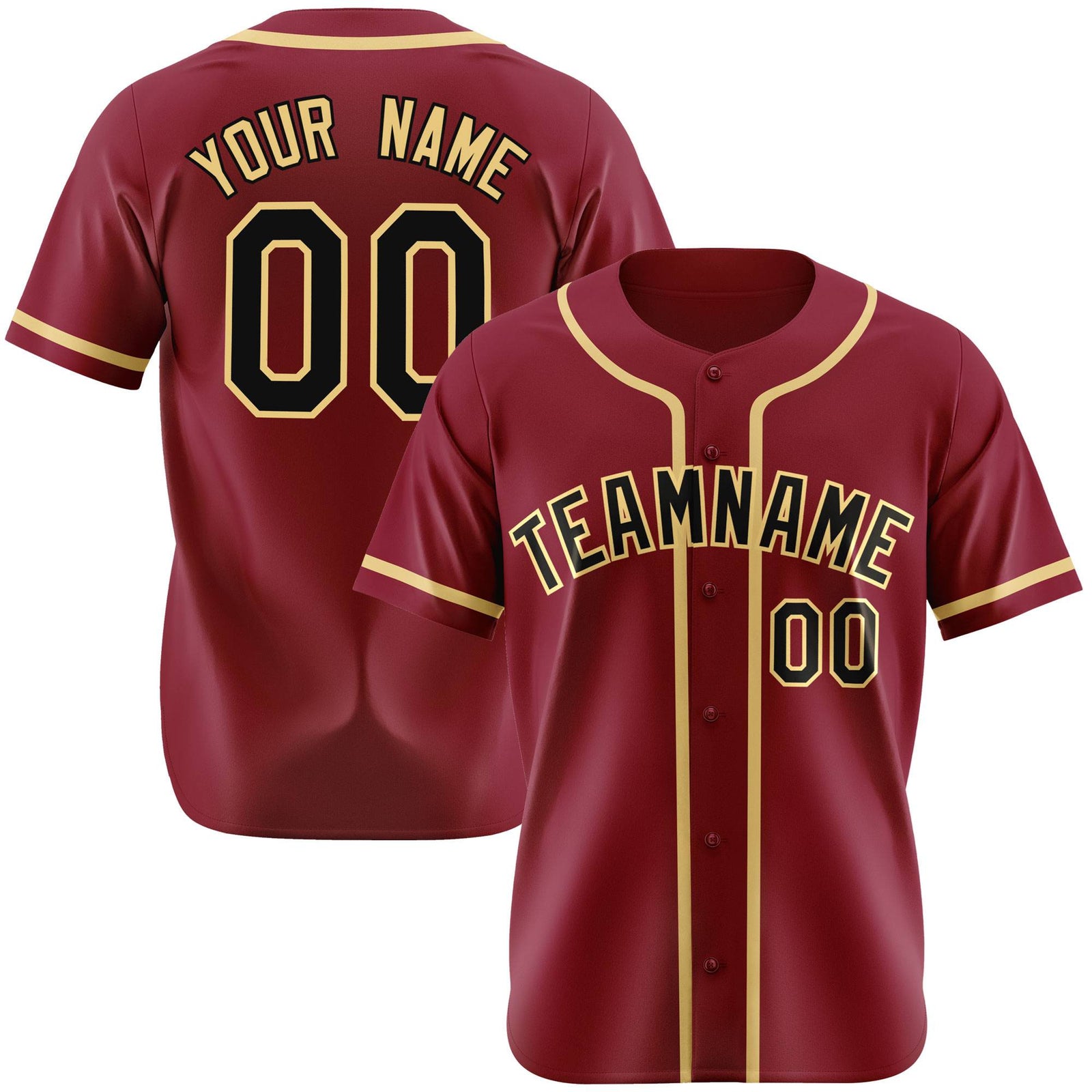 Custom Crimson Khaki Authentic Baseball Jersey