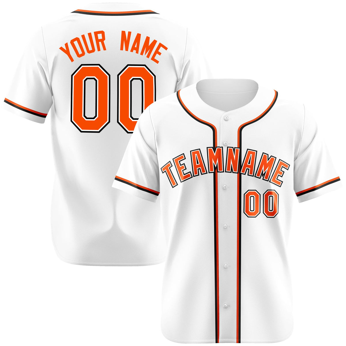 Custom White Orange Black Authentic Baseball Jersey