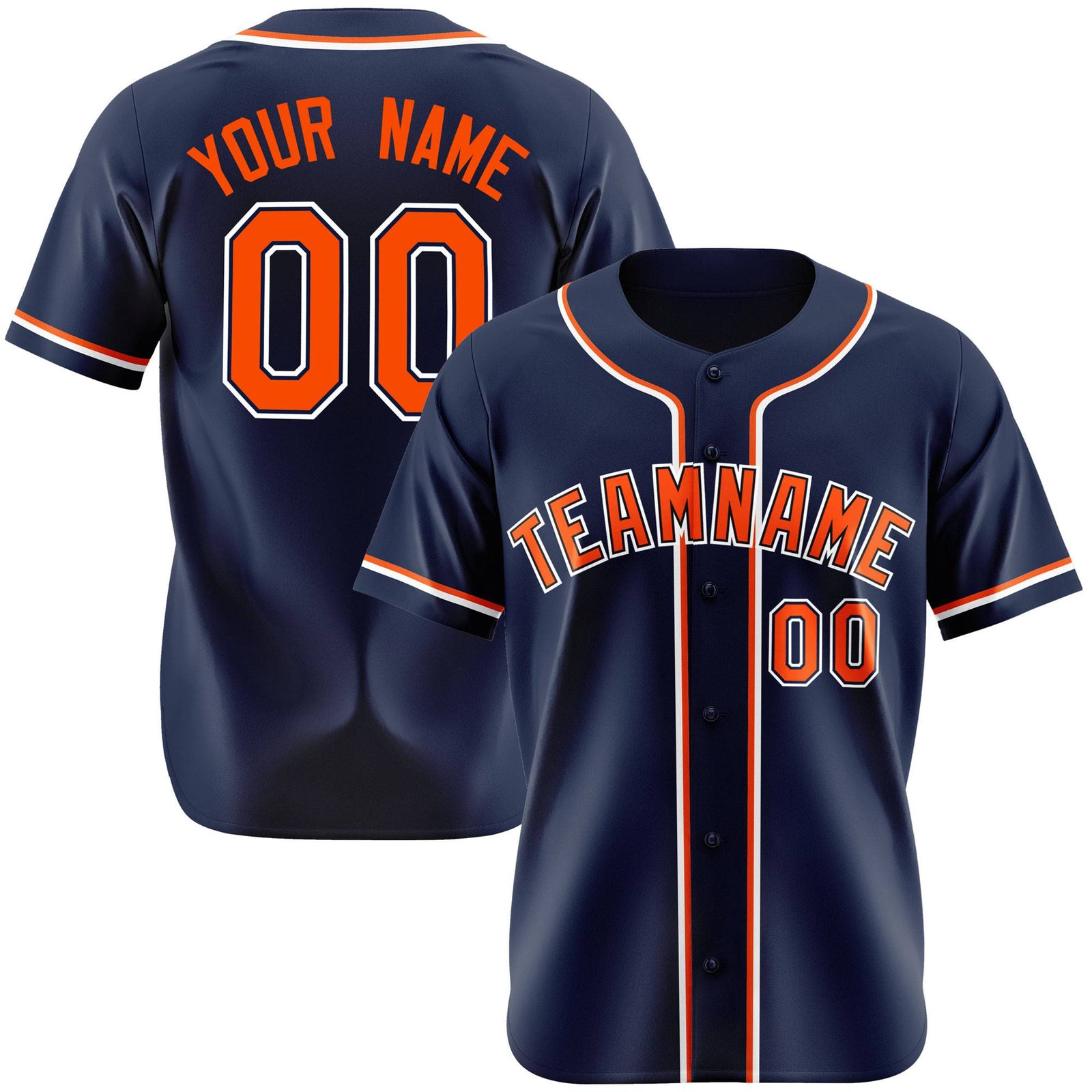 Custom Navy Orange White Authentic Baseball Jersey