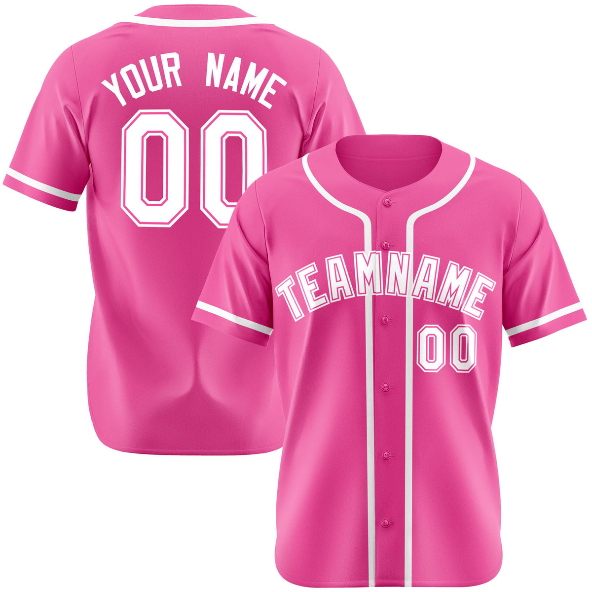 Custom Pink White Authentic Baseball Jersey