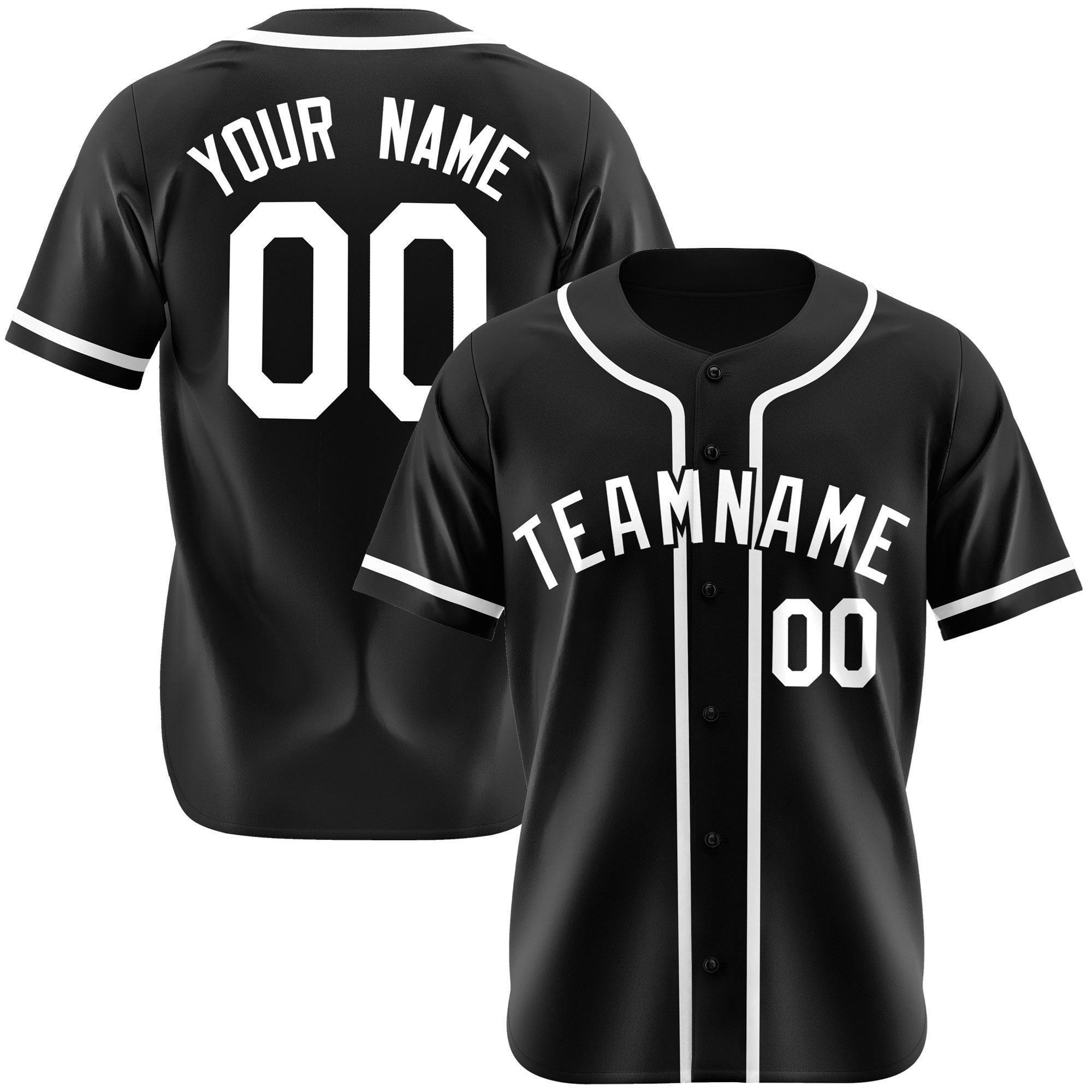 Custom Black White Authentic Baseball Jersey