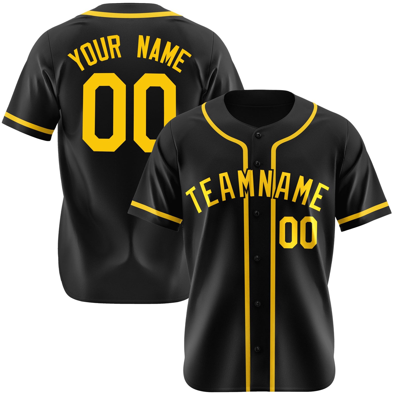 Custom Black Gold Authentic Baseball Jersey