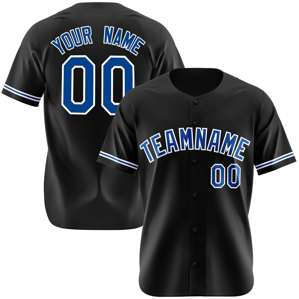 Custom Black Blue White Authentic Baseball Jersey
