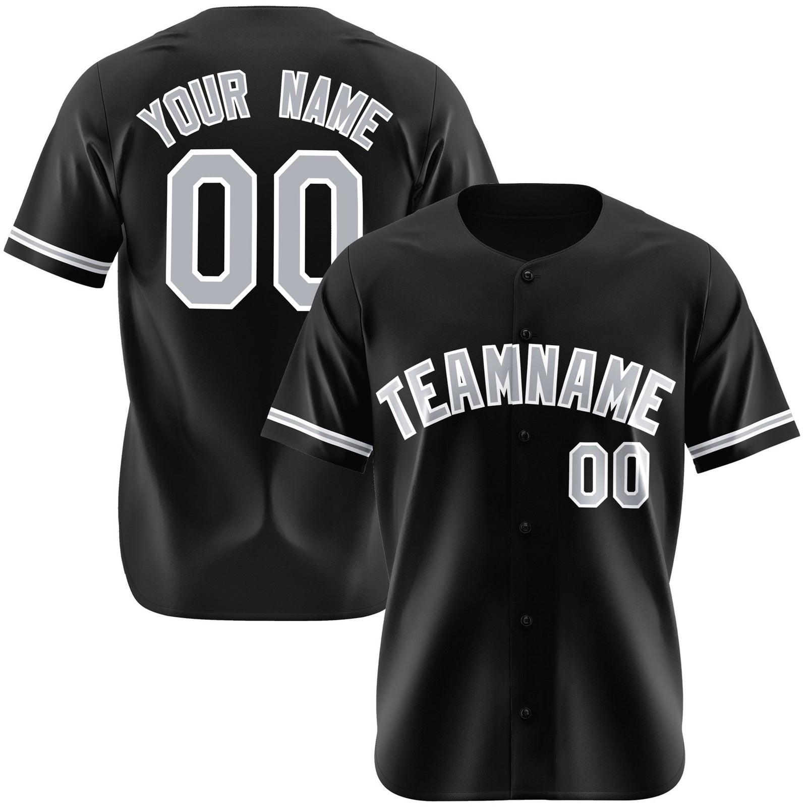 Custom Black Gray White Authentic Baseball Jersey