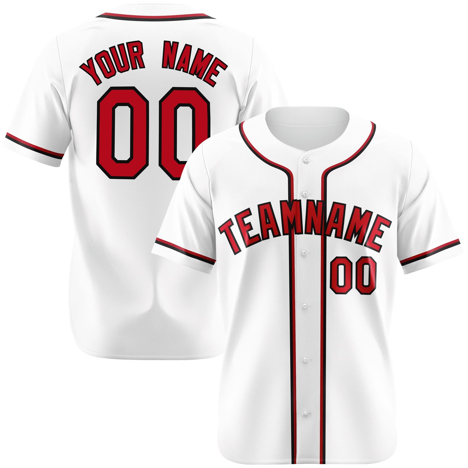 Custom White Red Black Authentic Baseball Jersey