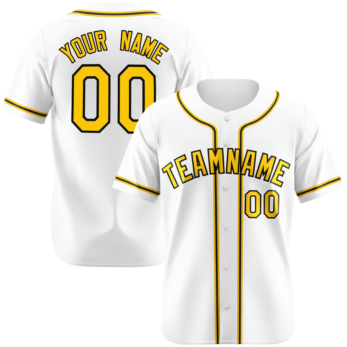 Custom White Yellow Black Authentic Baseball Jersey