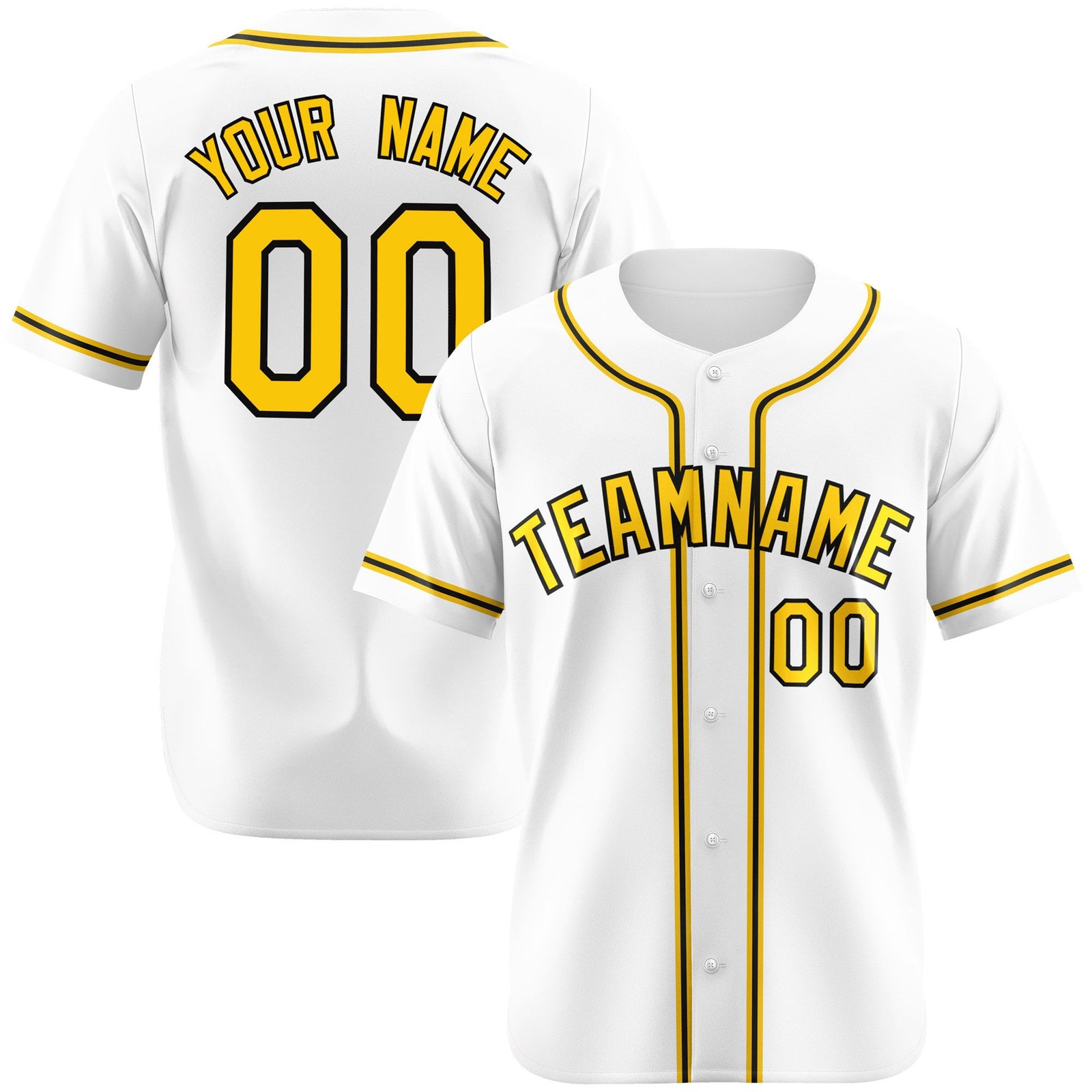 Custom White Yellow Black Authentic Baseball Jersey