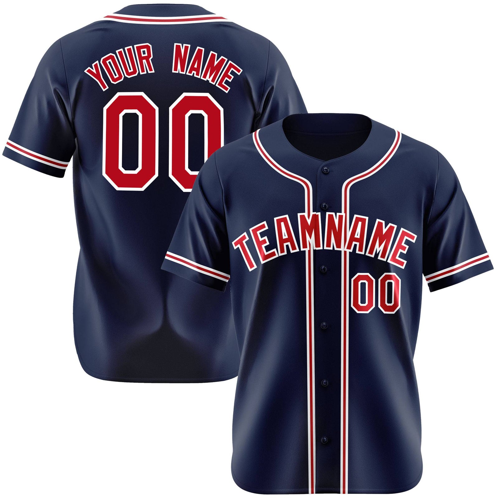Custom Navy Red White Authentic Baseball Jersey