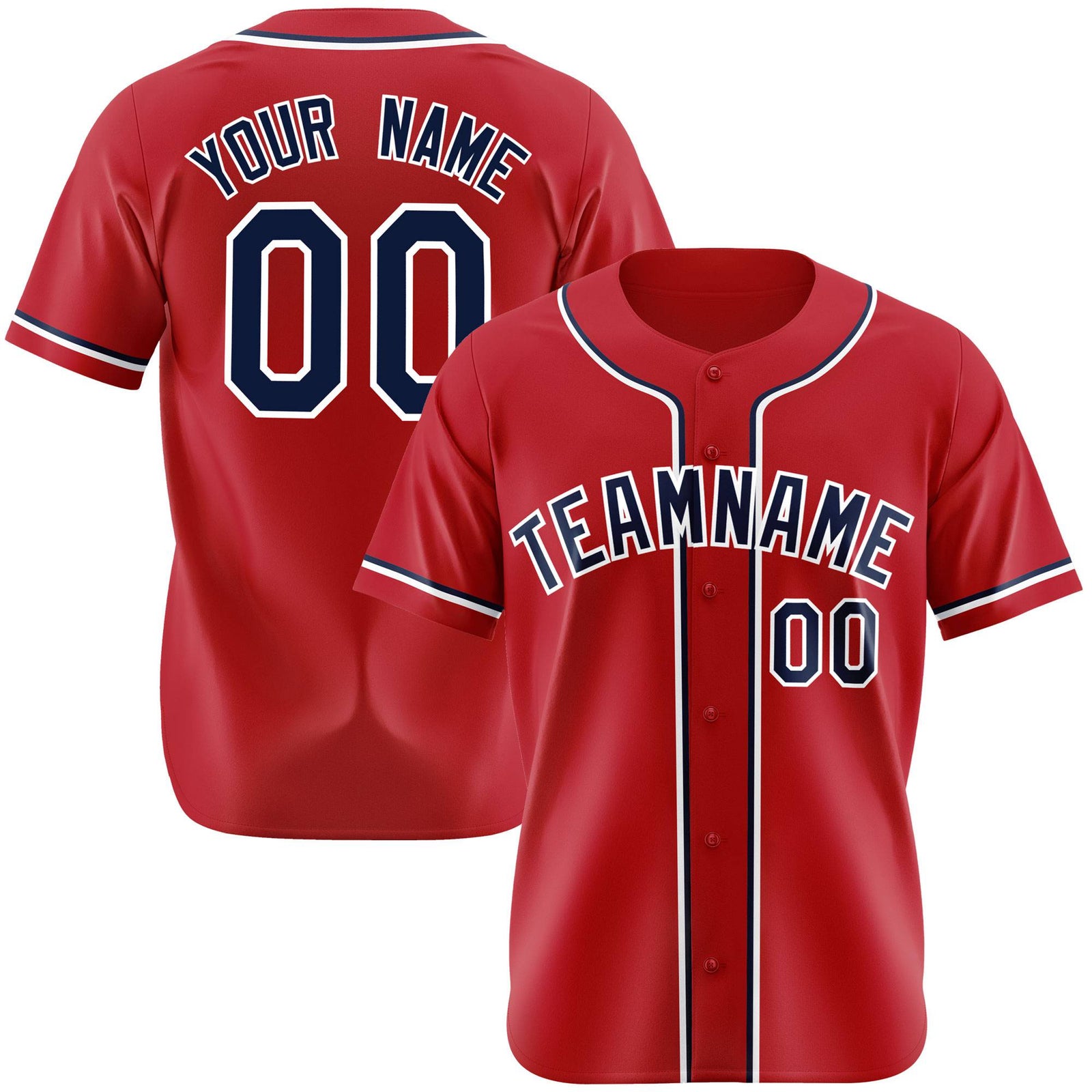 Custom Royal Red Navy White Authentic Baseball Jersey