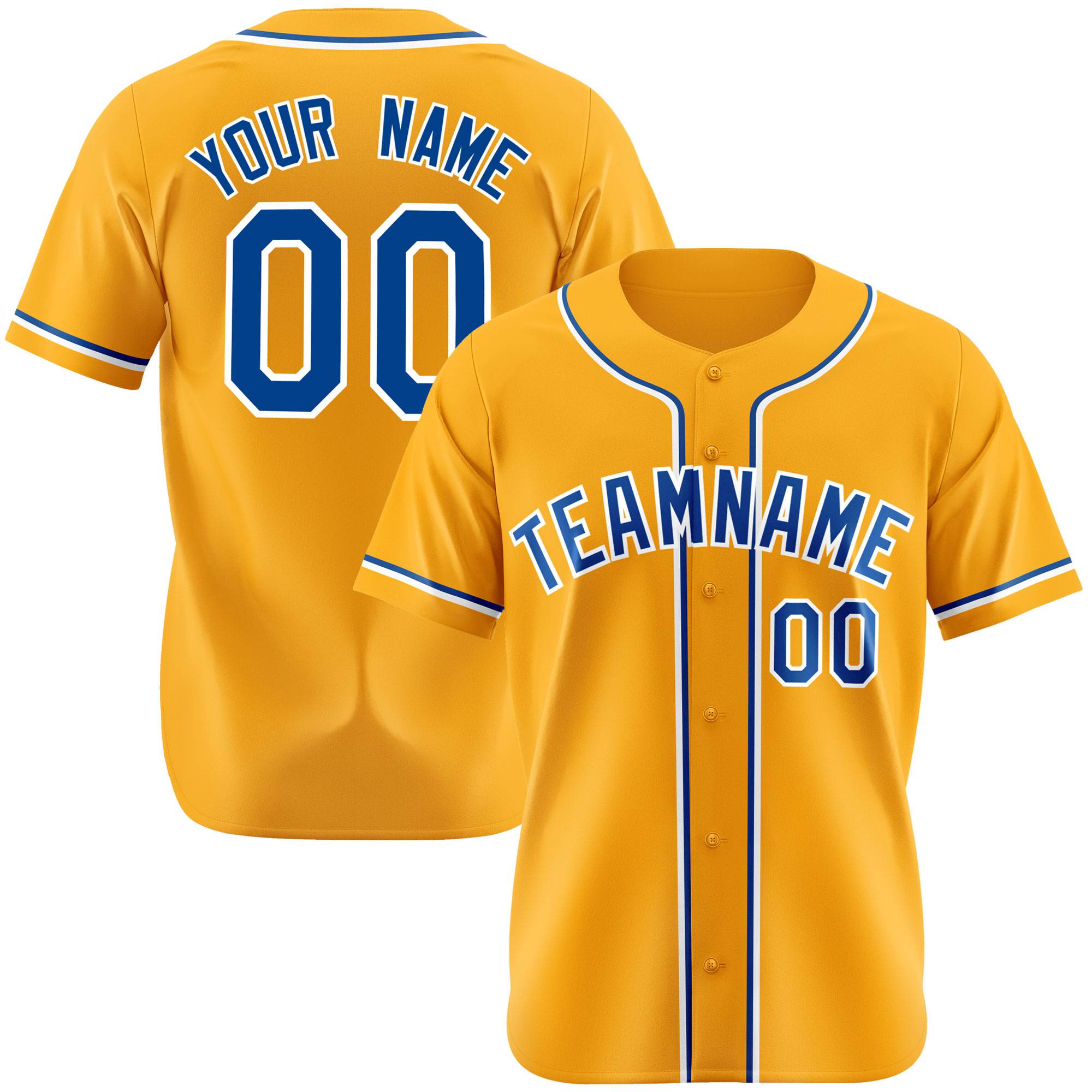 Custom Gold Blue White Authentic Baseball Jersey