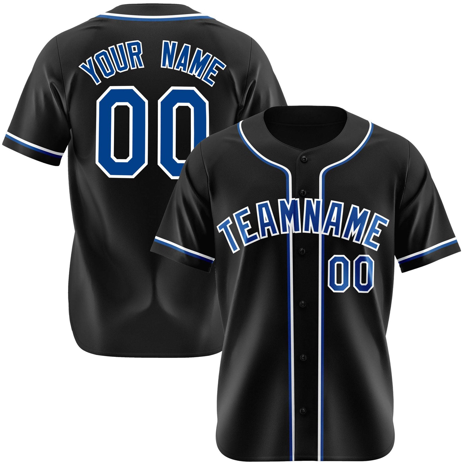 Custom Black Blue White Authentic Baseball Jersey