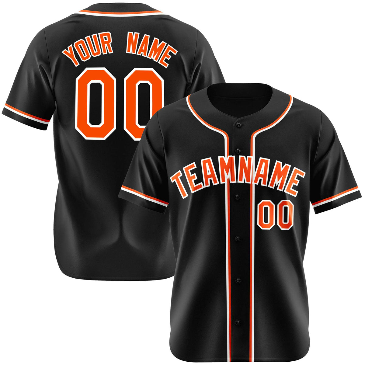 Custom Black Orange White Authentic Baseball Jersey