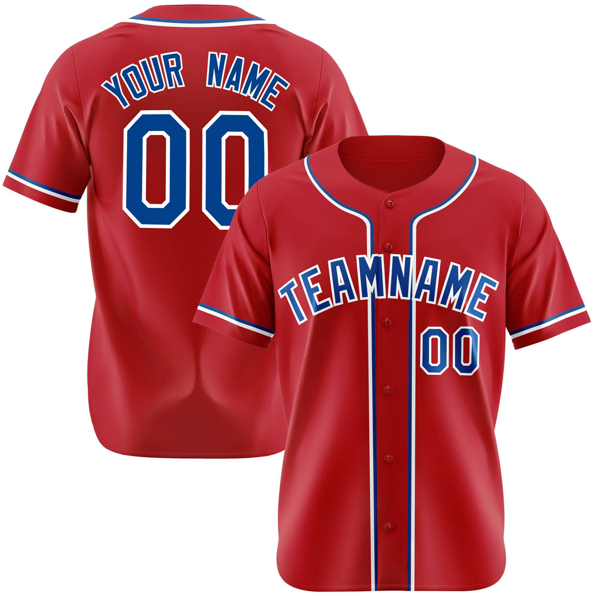 Custom Red Blue White Authentic Baseball Jersey