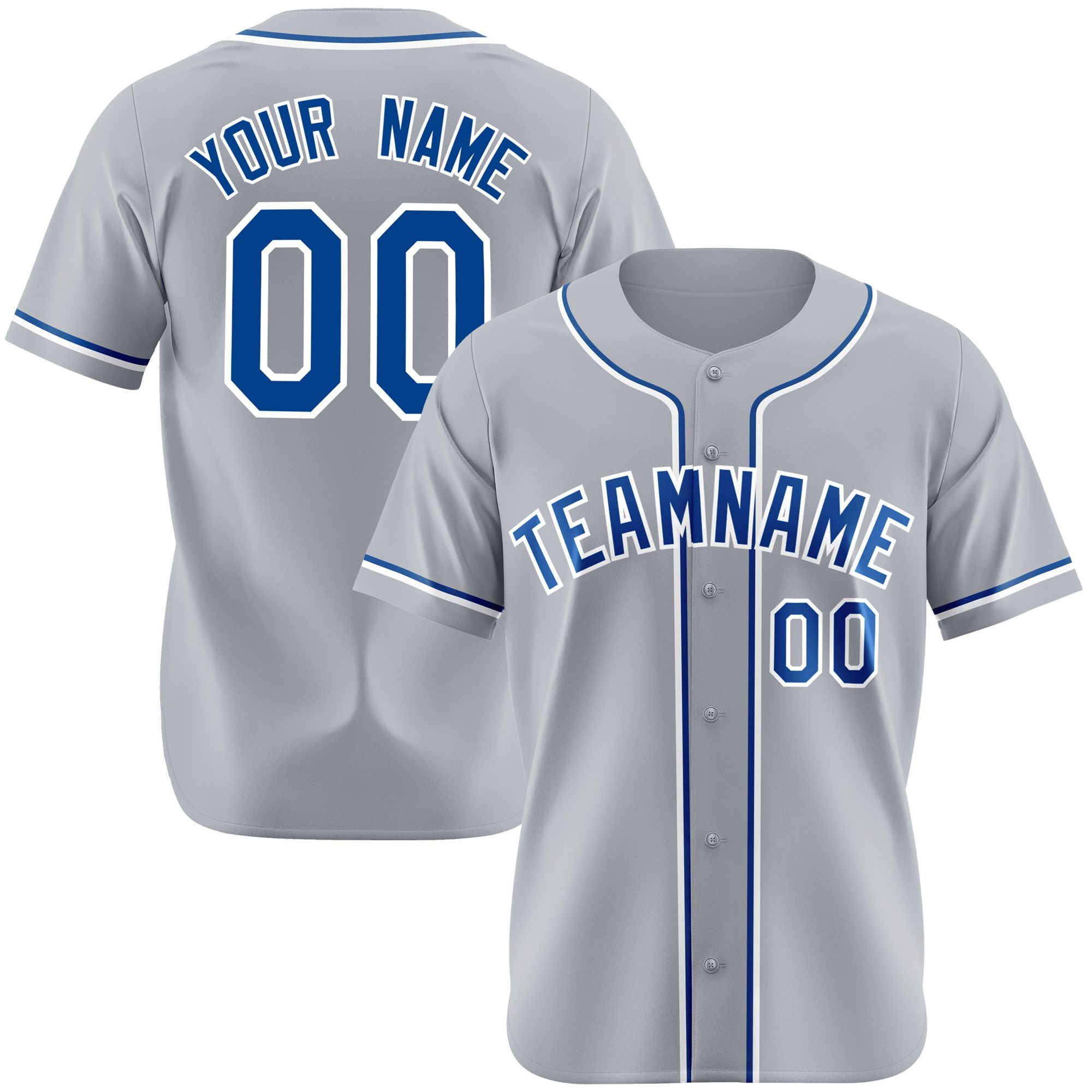 Custom Gray Blue White Authentic Baseball Jersey