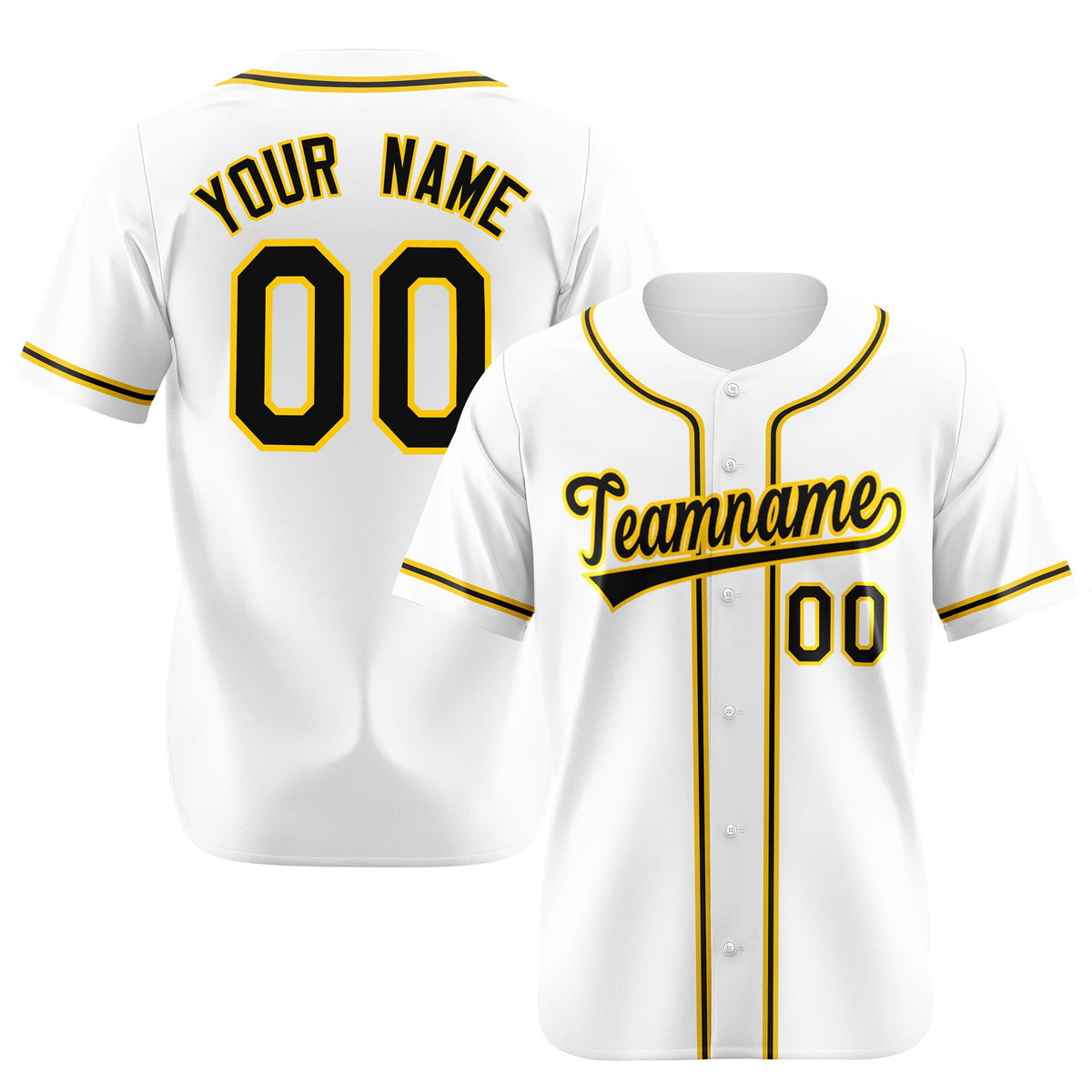 Custom White Black Yellow Authentic Baseball Jersey