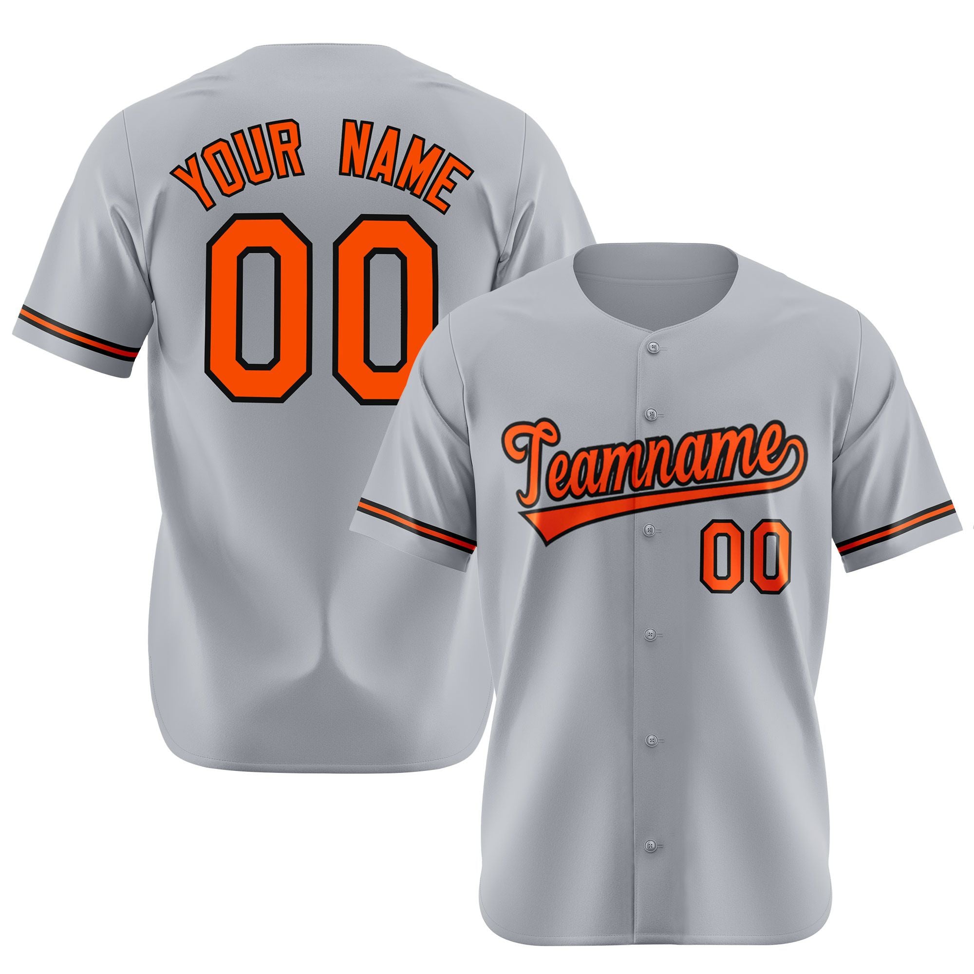 Custom Gray Orange Black Authentic Baseball Jersey