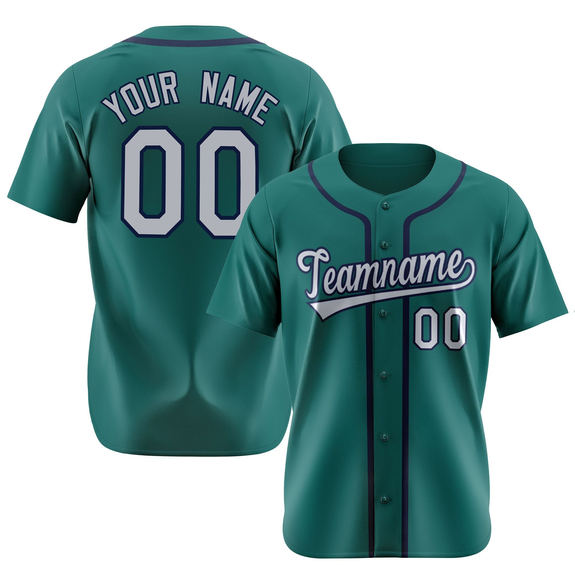 Custom Aqua Gray Navy Authentic Baseball Jersey