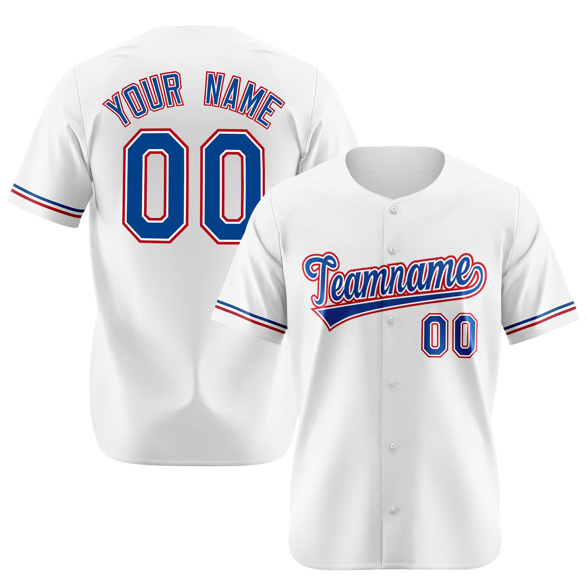 Custom White Blue Red Authentic Baseball Jersey