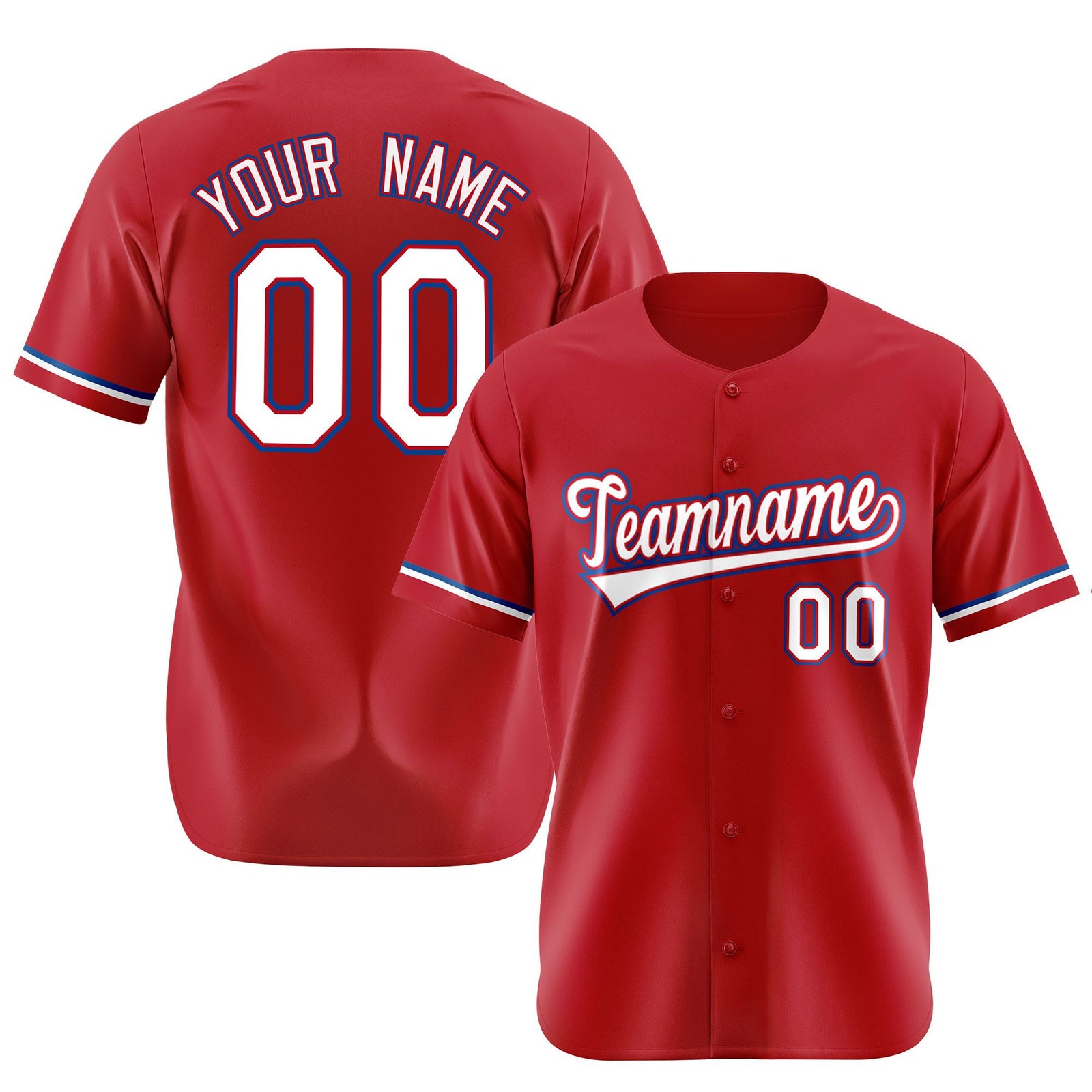 Custom Red White Blue Authentic Baseball Jersey