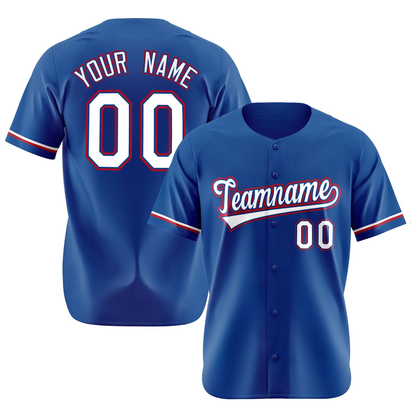 Custom Royal Blue White Red Authentic Baseball Jersey