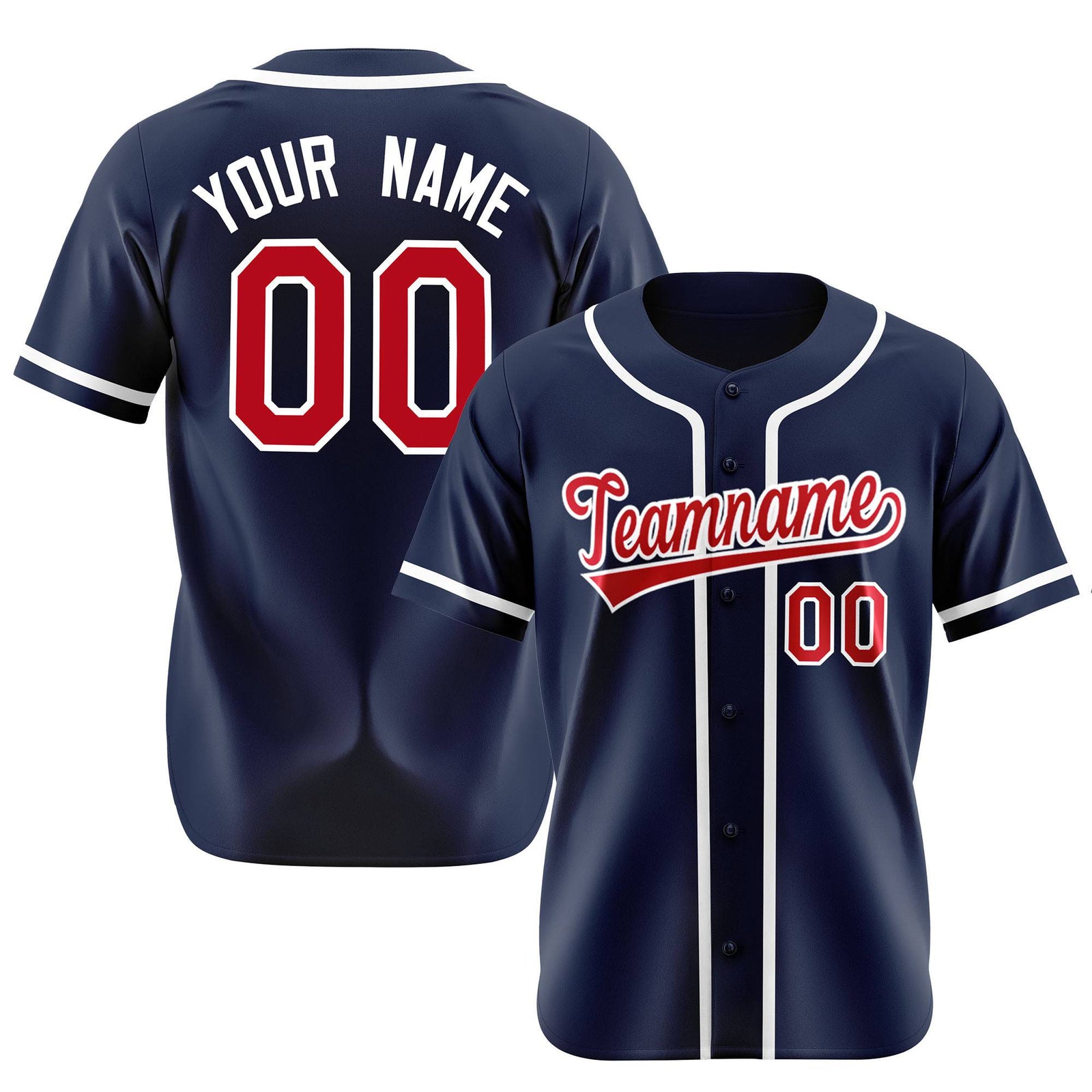 Custom Navy Red White Authentic Baseball Jersey
