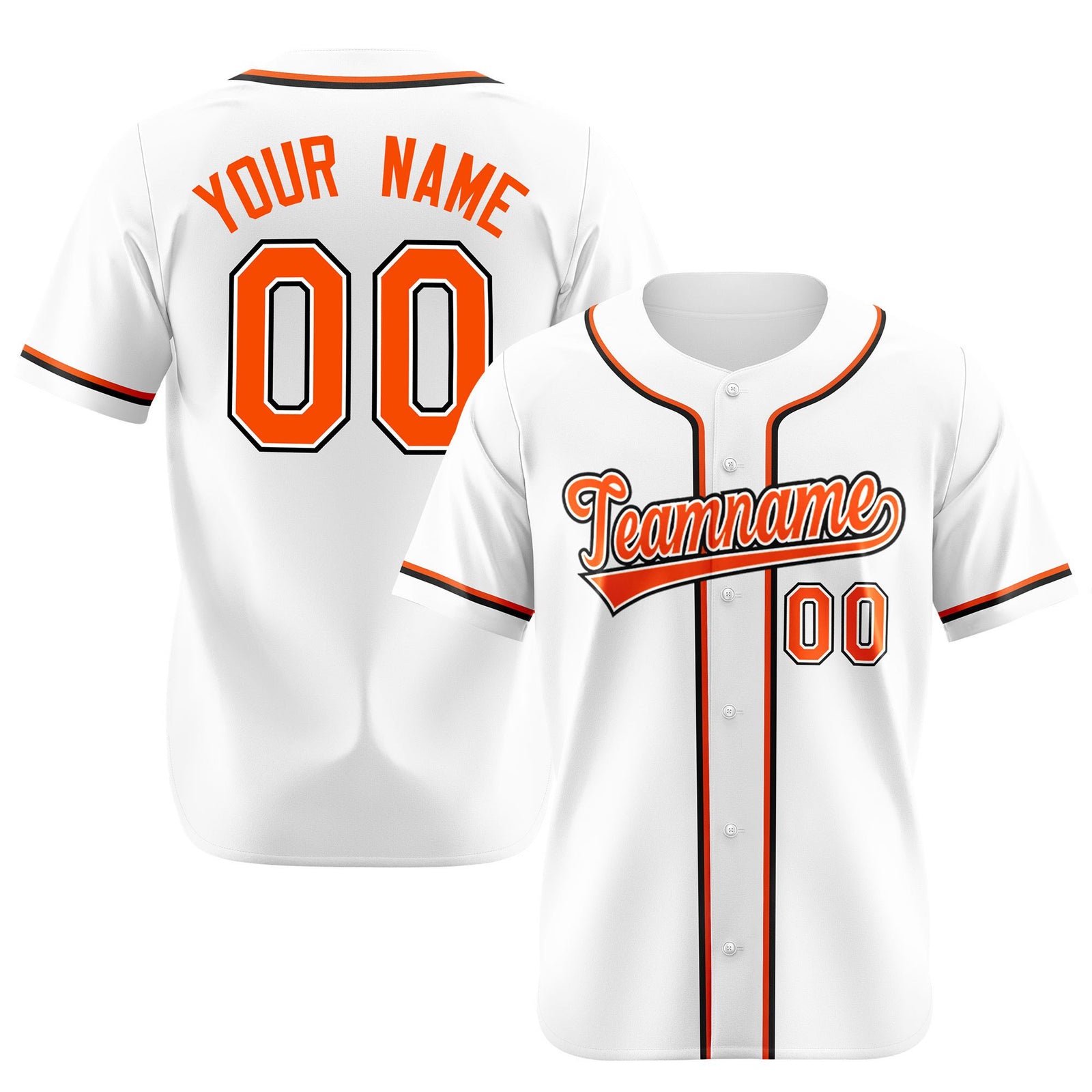 Custom White Orange Black Authentic Baseball Jersey
