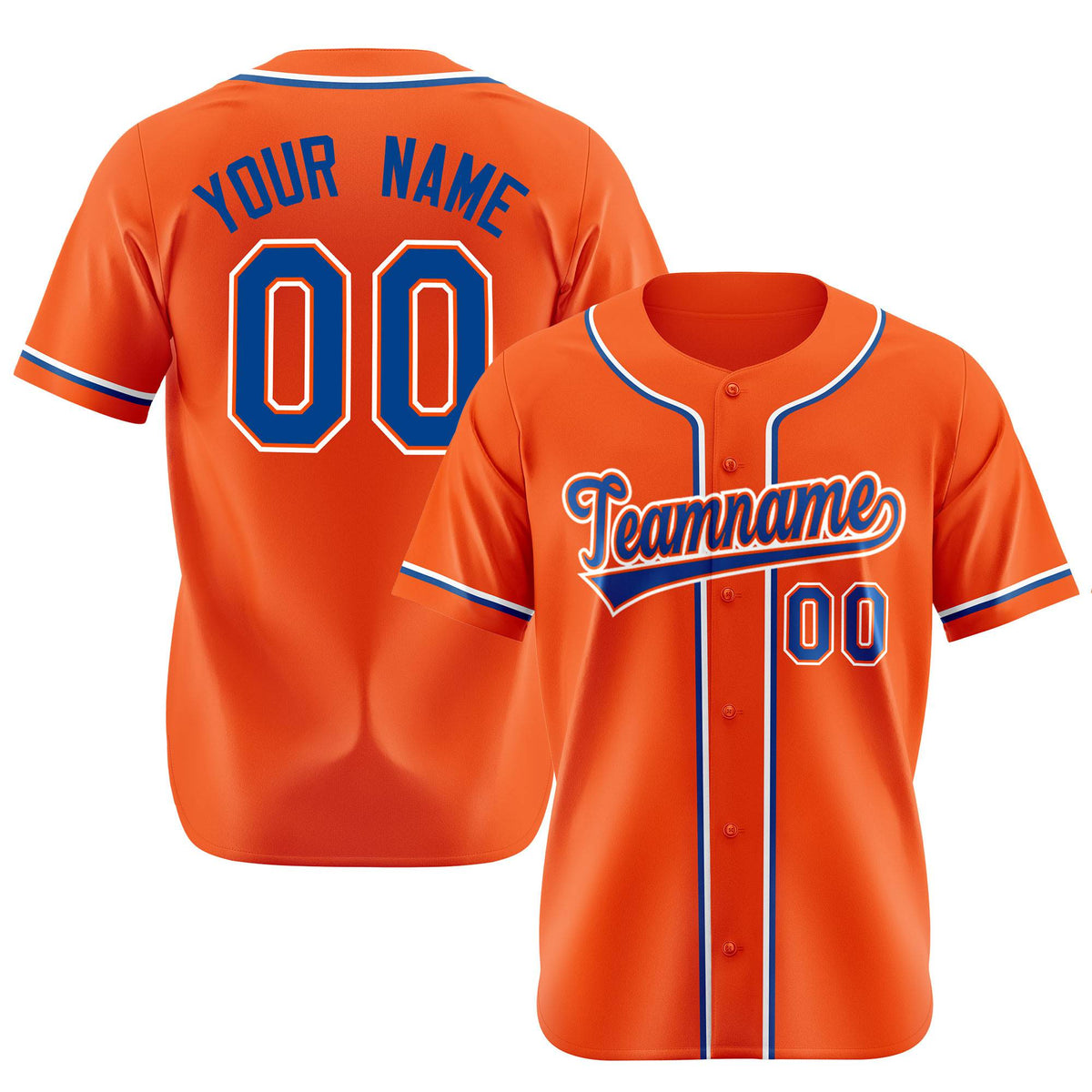 Custom Orange Royal Blue White Authentic Baseball Jersey