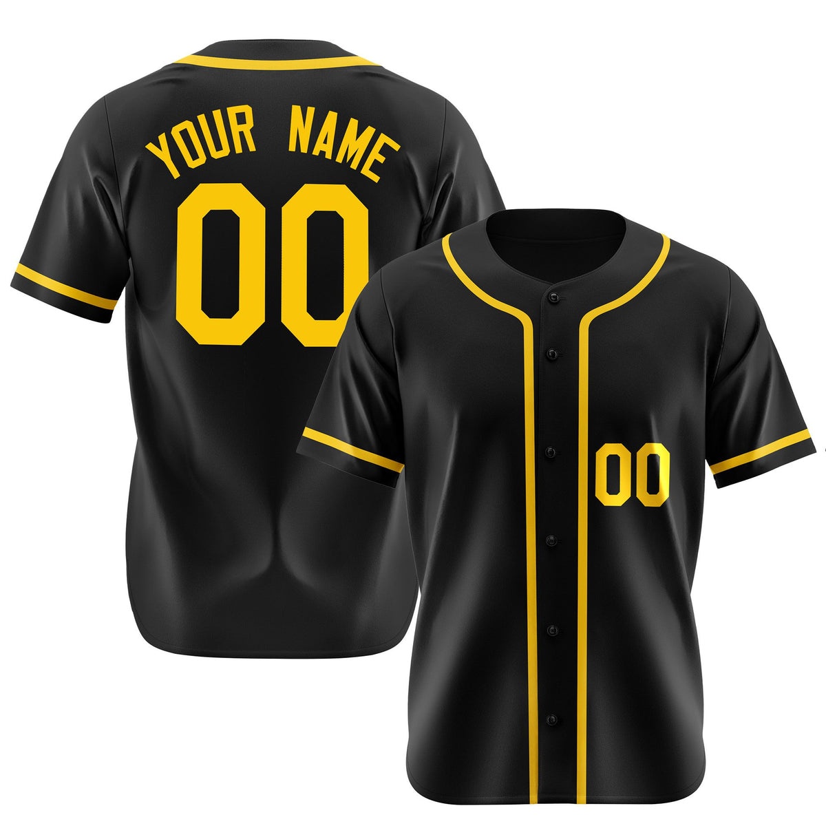 Custom Black Gold Authentic Baseball Jersey