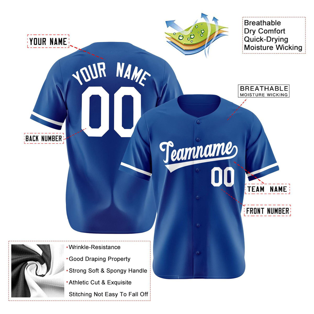 Custom Royal Blue White Authentic Baseball Jersey