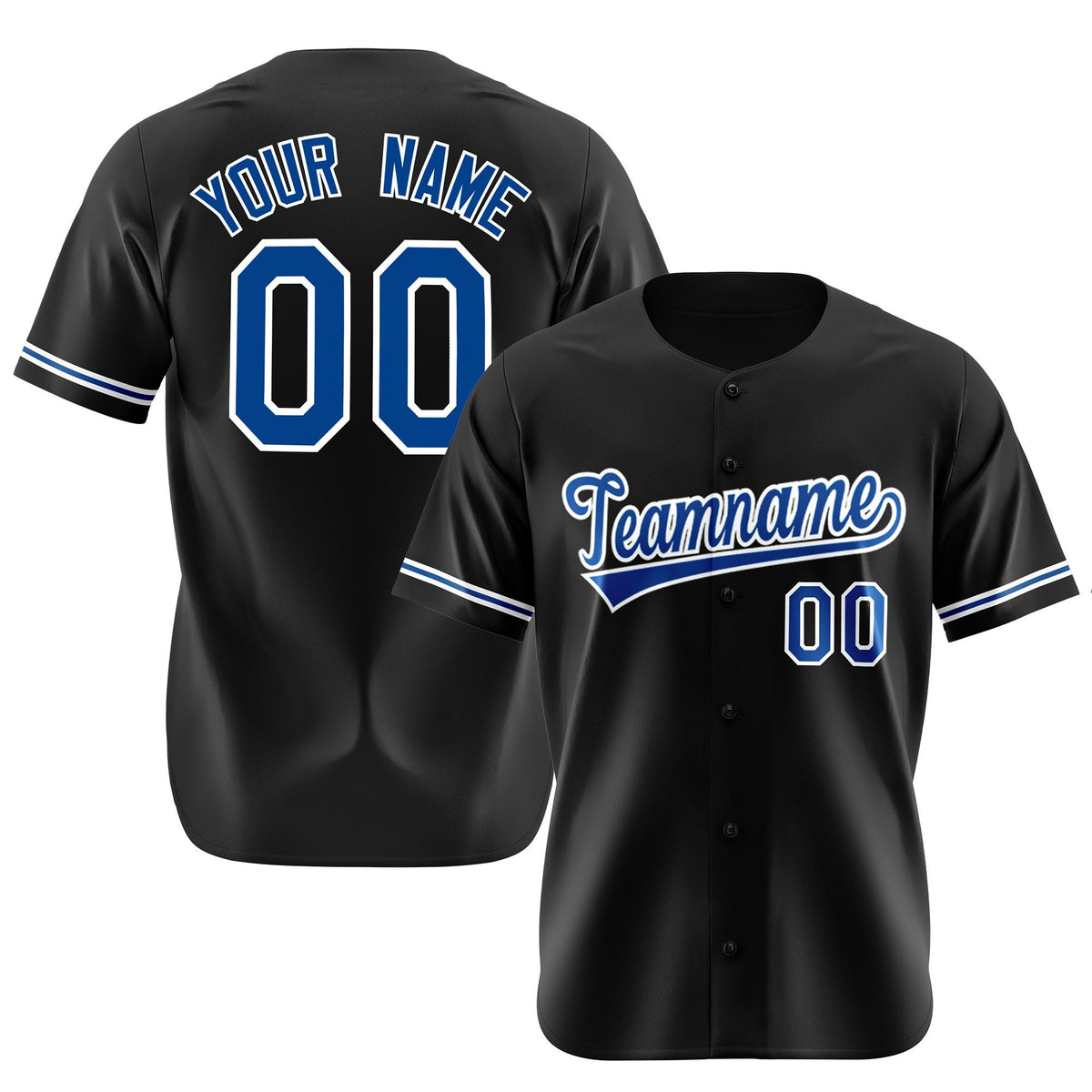 Custom Black Blue White Authentic Baseball Jersey